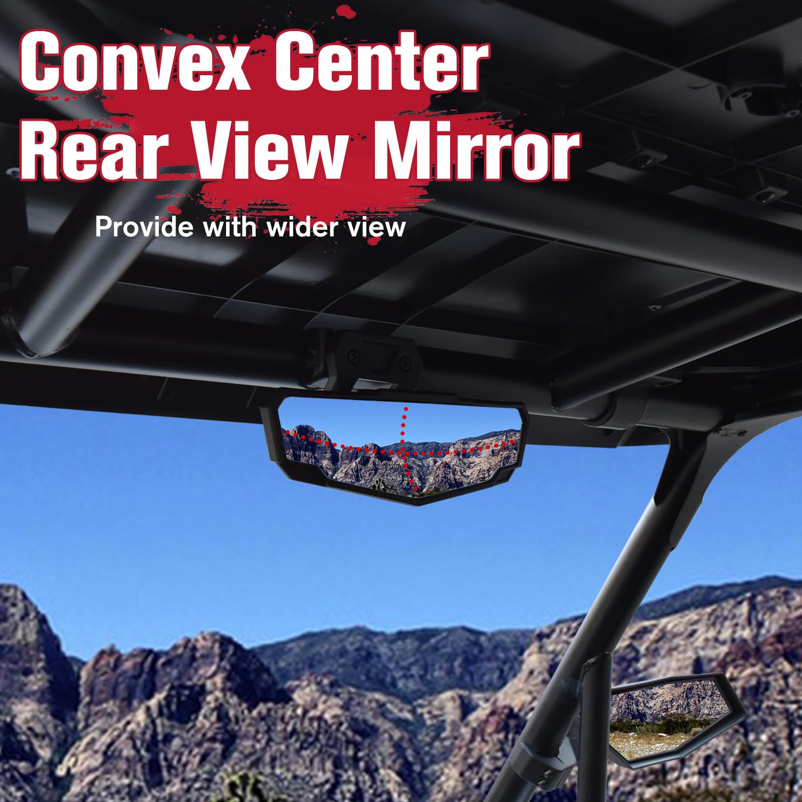 Litmiracle Center & Side Rearview Mirrors Kit For Polaris Rzr Xp 1000, Adjustable Folding Rear View Center Convex Rear View Mirr