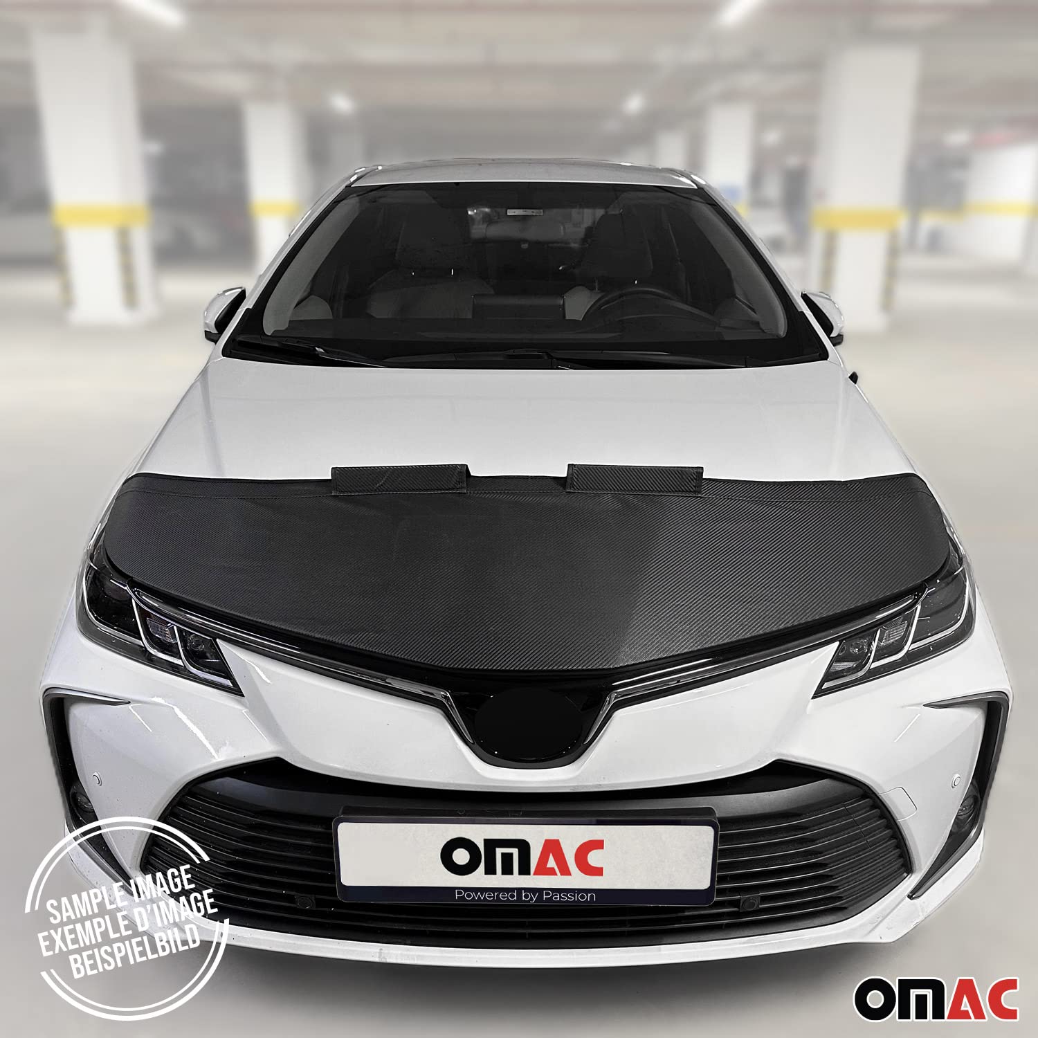 Omac Car Bonnet Mask Hood Bra For Volvo Xc90 2016-2024 Carbon Black 1 Pc