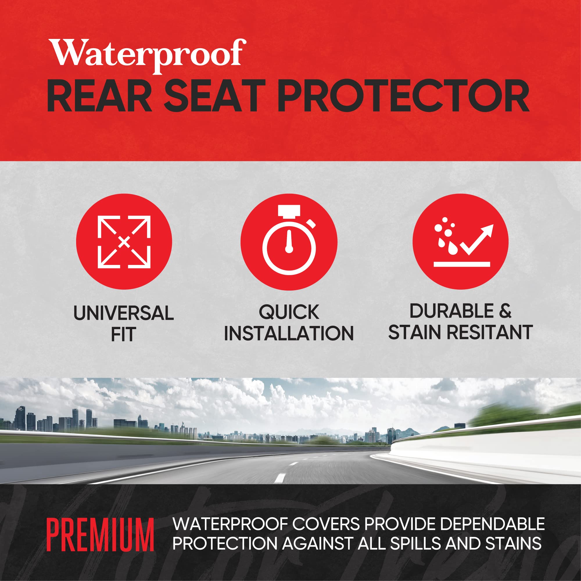 Bdk Aquashield Rear Bench Car Seat Cover , Waterproof Neoprene Back Cover For Cars Trucks Van Suv , Ideal Protector Kids & Dogs