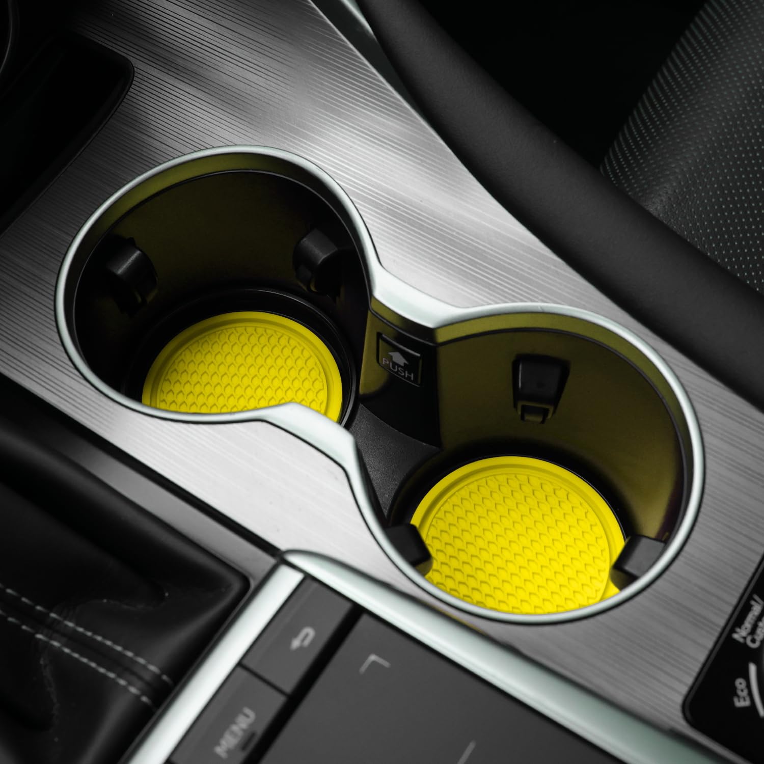 Singaro Car Cup Coaster, 4Pcs Universal Non-Slip Cup Holders Embedded In Ornaments Coaster, Car Interior Accessories, Yellow