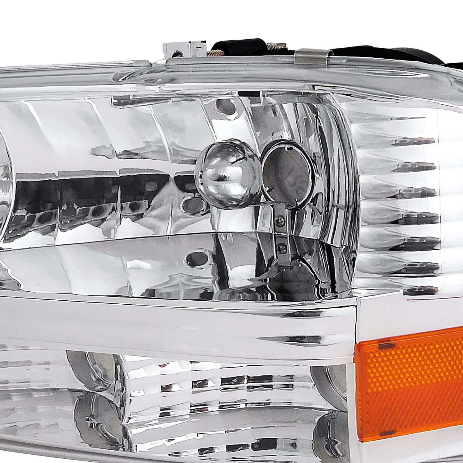 Spec-D Tuning Chrome Housing Clear Lens Headlights Compatible With 1997-2004 Dodge Dakota L+R Pair 1Pc Style Head Light Lamp Ass