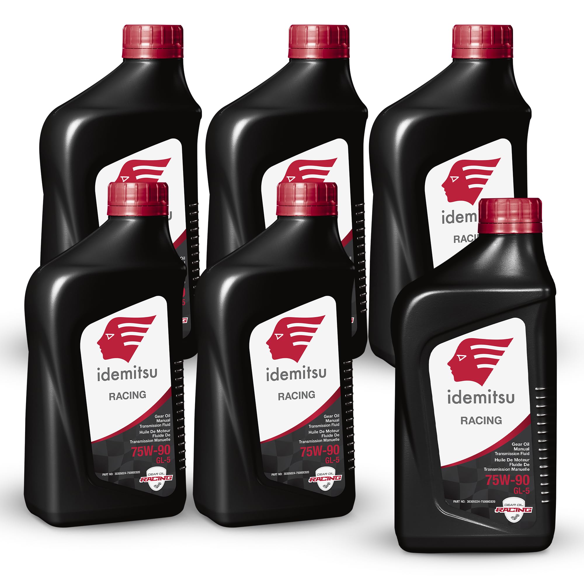 Idemitsu Full Synthetic Racing 75W-90 Gear Oil - 1 Quart, Pack of 6 | High-Performance Gearbox Oil for Extreme Conditions