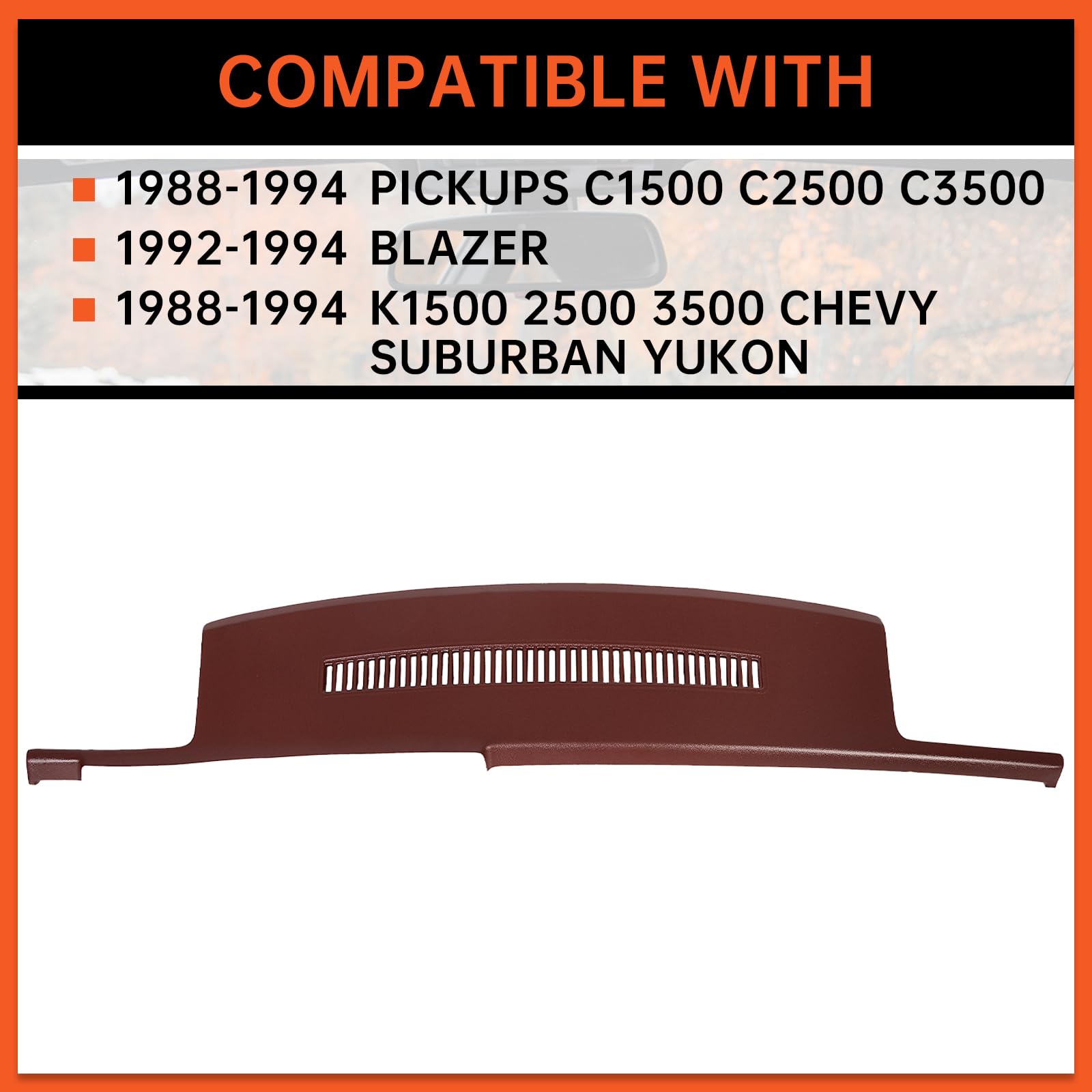 ECOTRIC Molded Dash Cover for 1992-1994 Blazer & GM Trucks, Medium, Garnet, Model VC-LYAP-043-GT