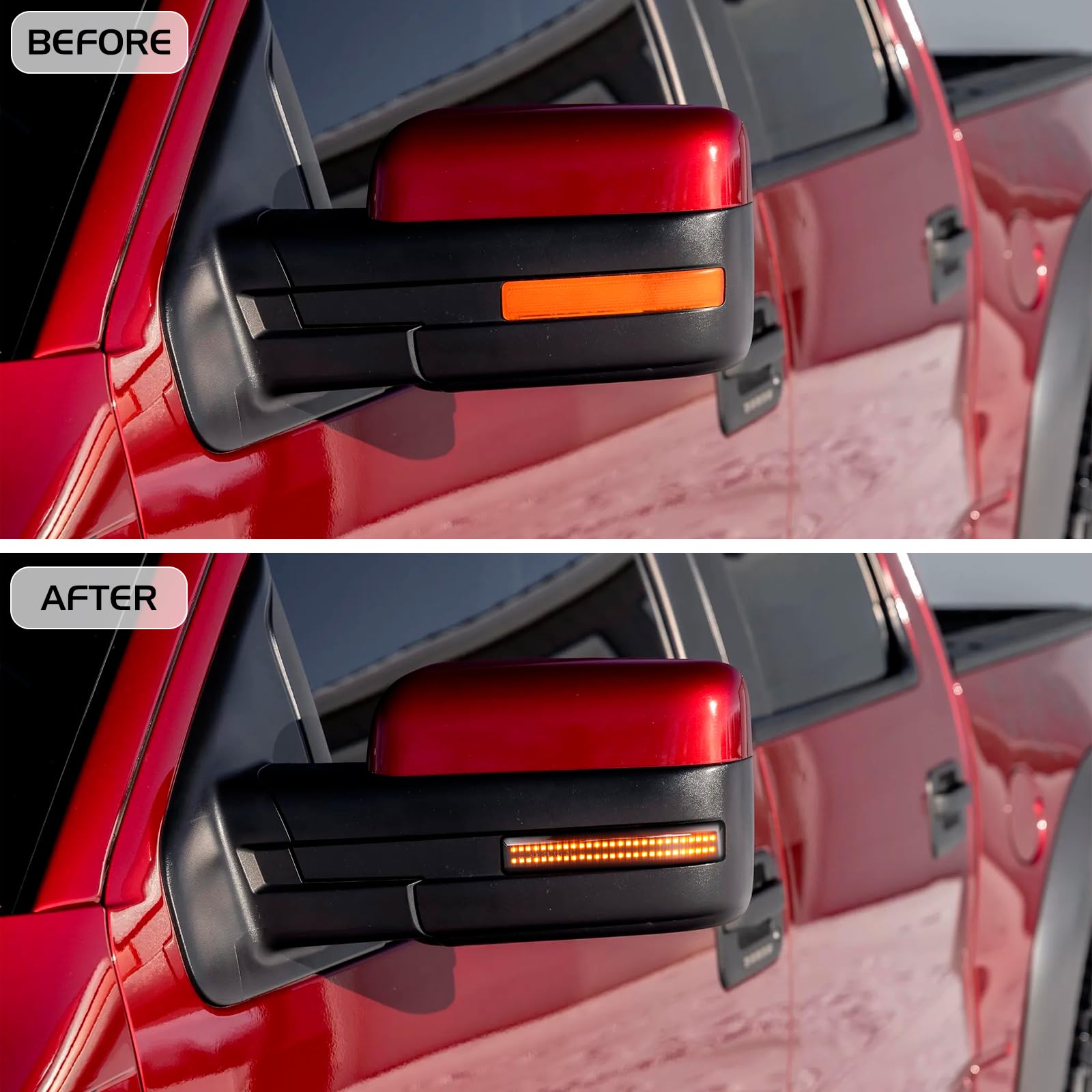 Fetonauto Sequential Side Mirror Reflector Led Turn Signal Lights For Ford F150 Raptor Svt 2009 2010 2011 2012 2013 2014, Smoked Lens Dynamic Amber Mirror Indicator