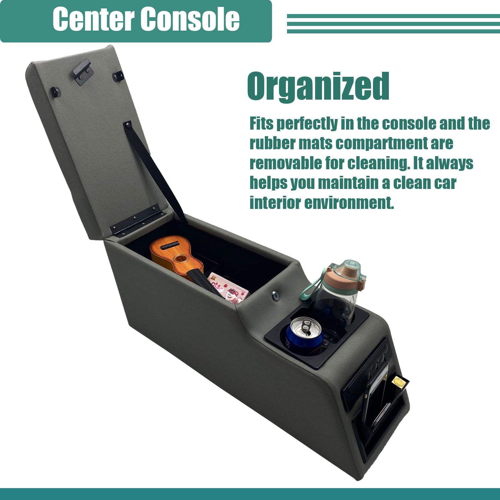 MOOSUN Deluxe Locking Center Console for Jeep CJ-5/CJ-7/Wrangler YJ, Gray, Model MS-FSX-31515