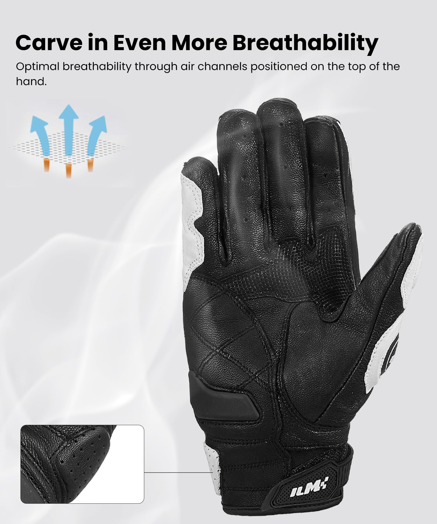 Ilm Air Flow Leather Motorcycle Gloves Touchscreen For Men And Women Model-Grc01 (Xxl, White)