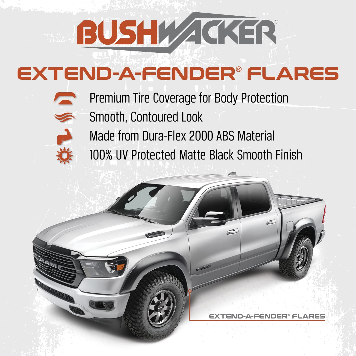 Bushwacker Extend-A-Fender Extended Front Fender Flares | 2-Piece Set, Black, Smooth Finish | 41023-11 | Fits 1994-2003 Chevrole