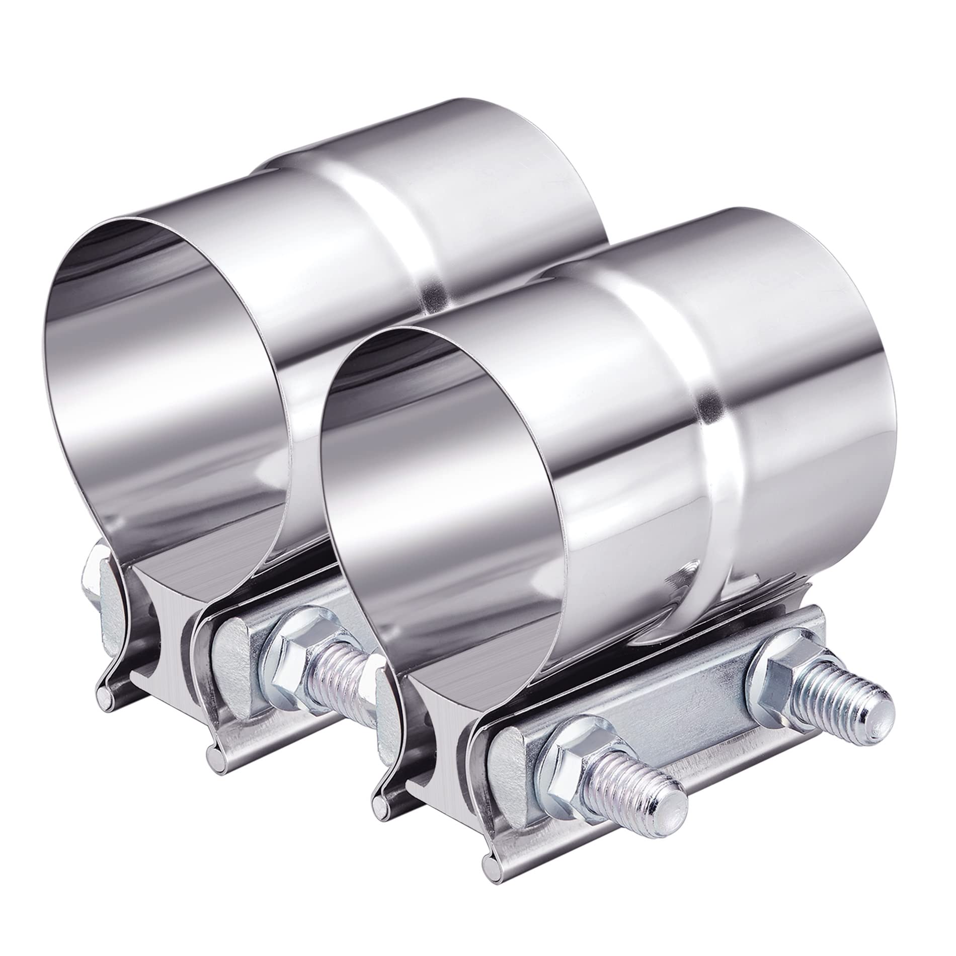 Evil Energy 2.5 Inch Exhaust Clamp, Lap Joint Band Clamp Stainless Steel 2Pcs