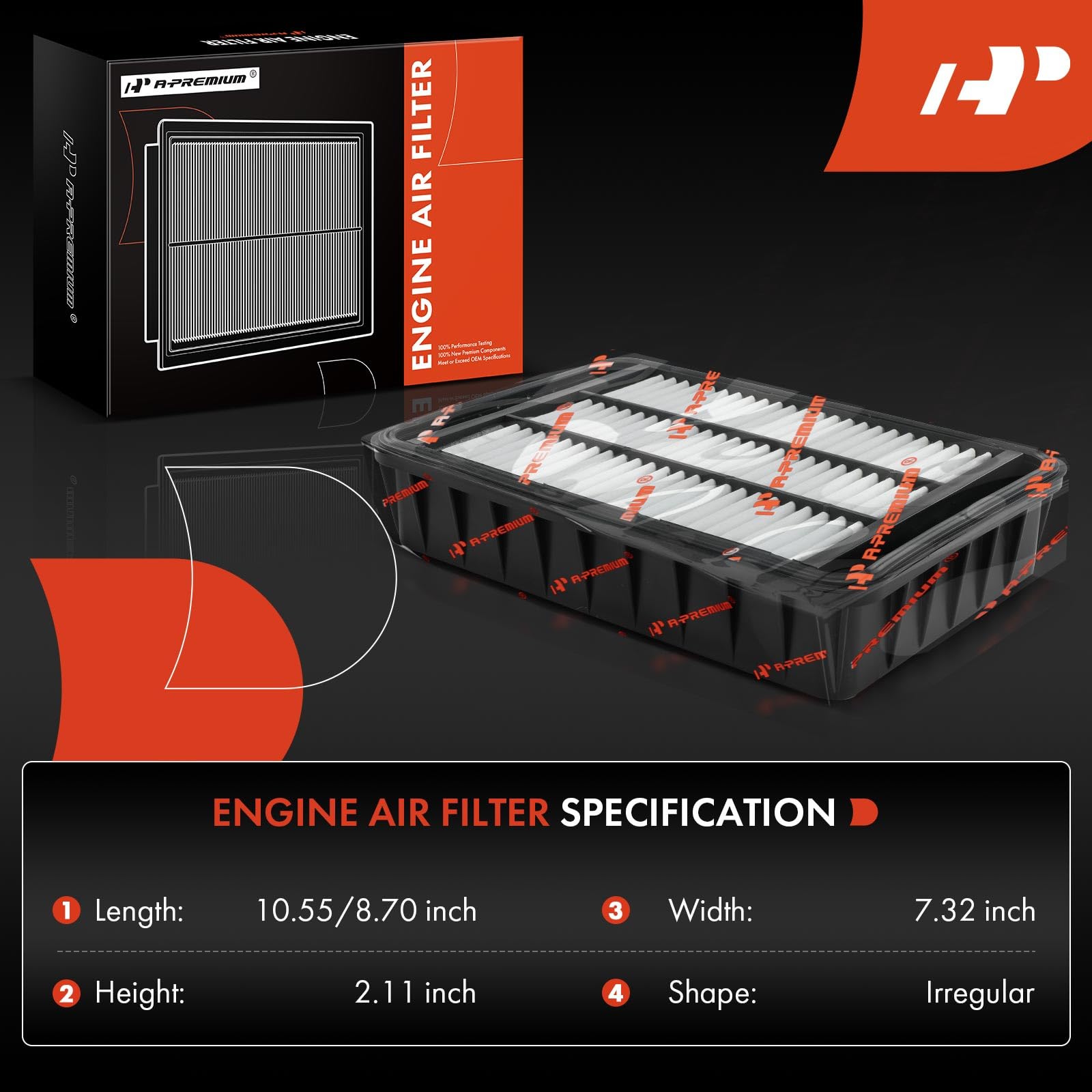 A-Premium Engine Air Filter for Mitsubishi Outlander, Lancer & RVR, Model APEAF098, Silicone Material, Compatible 2007-2015
