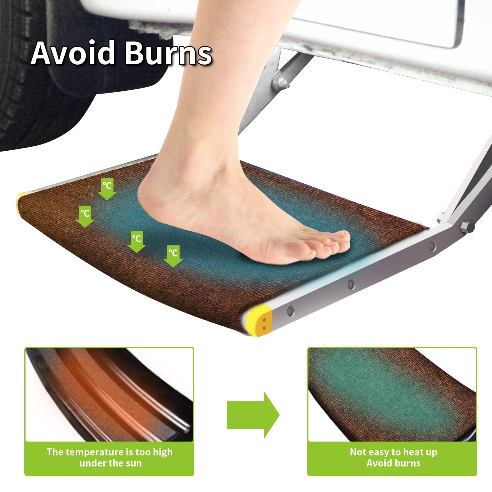 RVMATE RV Step Rugs - 22" Wide, Brown Polyester Covers for Radius Steps - 3 Pack