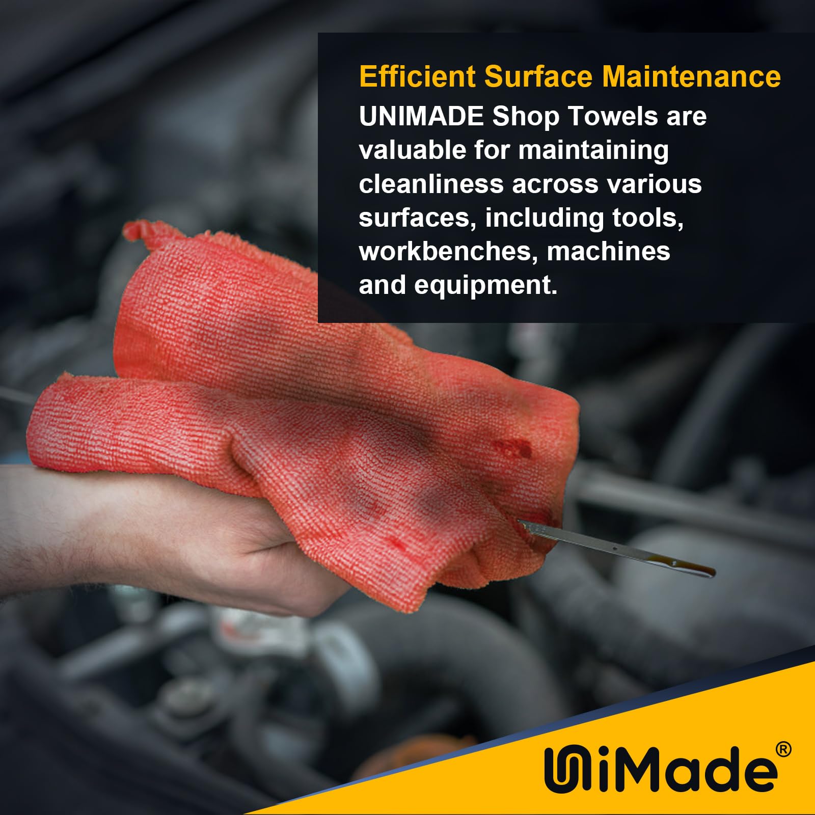 Unimade Shop Towels, 24 Pack Commercial Grade Shop Rags Microfiber Towels For Cars Cleaning Rags Bulk Cleaning Cloth For Automot