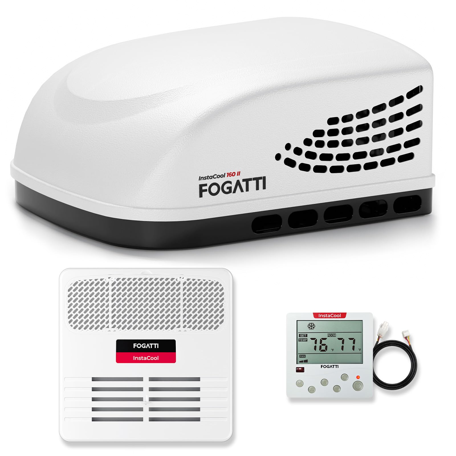 FOGATTI RV Air Conditioner InstaCool 16000BTU Ducted, Rooftop AC Unit RV, All in One Unit, Easy Install, Quiet AC, For Camper (D