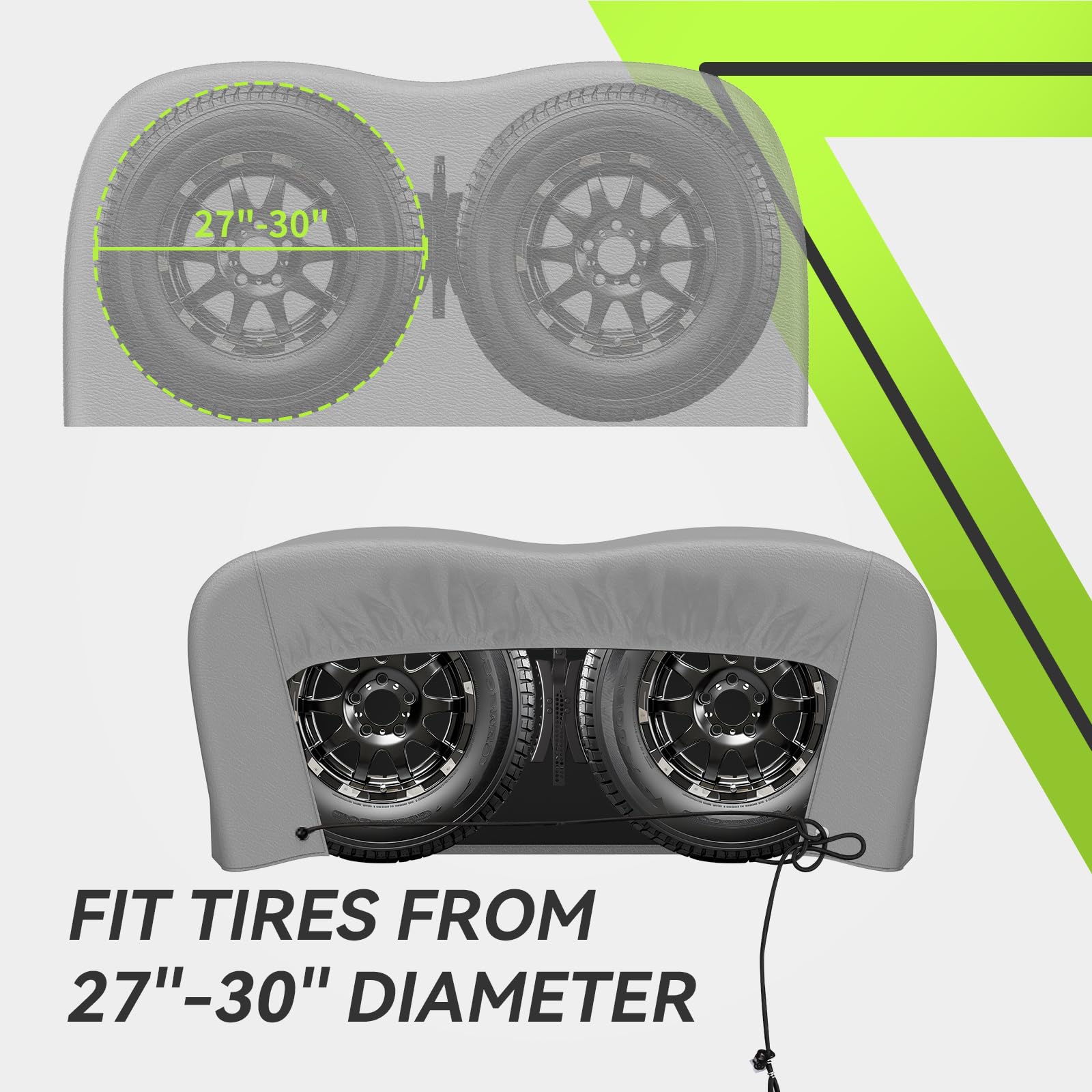 Rvmate Rv Tire Covers, Dual Axle Wheel Cover (1 Pack) Fits 27''-30'' Diameter Tires, Waterproof Anti-Uv Grey Dual Tire Covers Rv