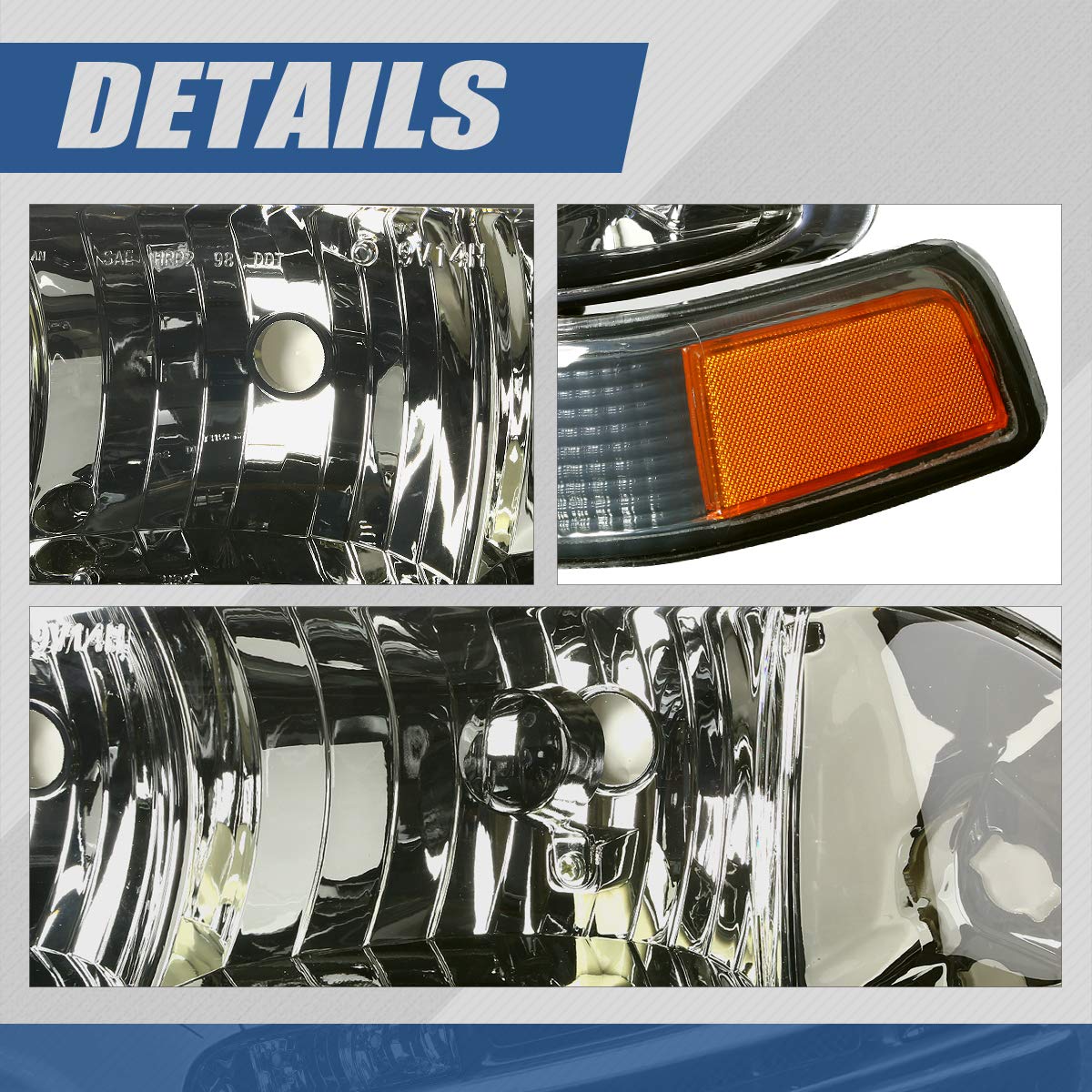 Auto Dynasty [Halogen Model] 4Pcs Factory Style Headlights Assembly With Bumper Lamps Compatible With Chevy S10 Blazer 98-04, Dr