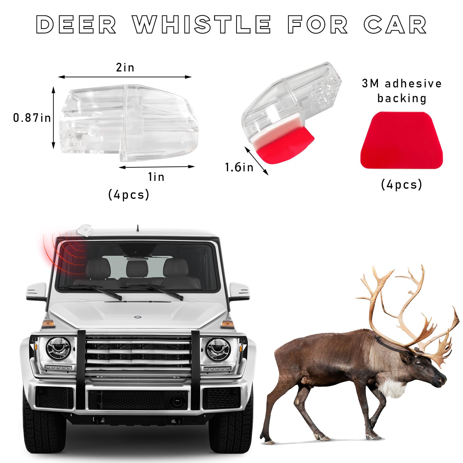 Ohleats 4Pcs Deer Whistles For Car, Automotive Save A Deer Whistles To Avoid Collisions, Vehicle Deer Warning Devices Horn Senso