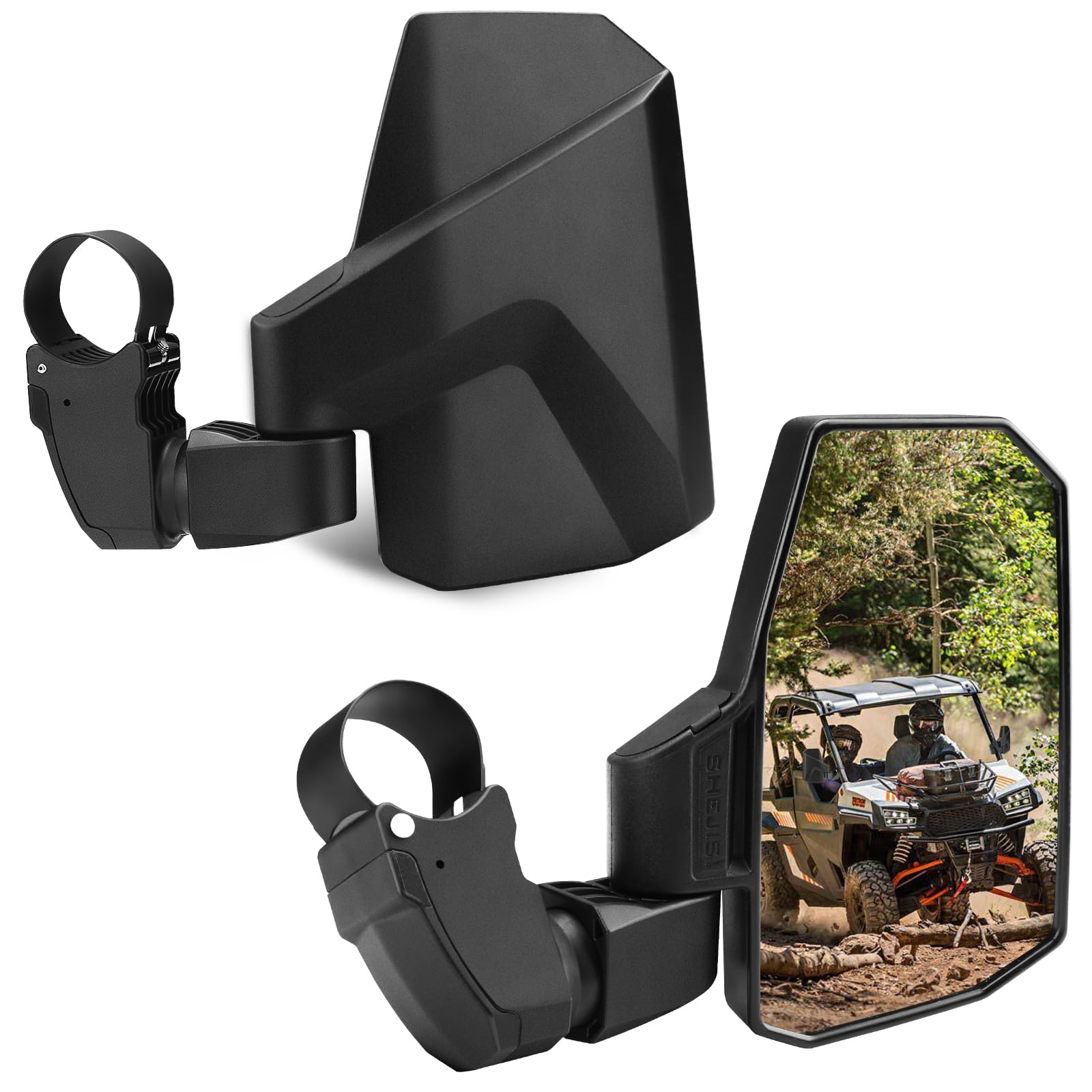 SHEJISI UTV Mirrors,The Spring Back Feature Allows Easy Reset After Fold,2024 New SXS Mirrors Side View for 1.5''-2.0'' Roll Cag
