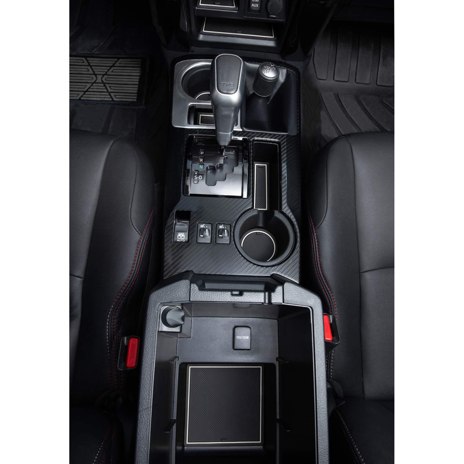 JDMCAR Premium Cup Holder Inserts Kit for 2023 Toyota 4Runner - 27PC Rubber Accessories with White Trim