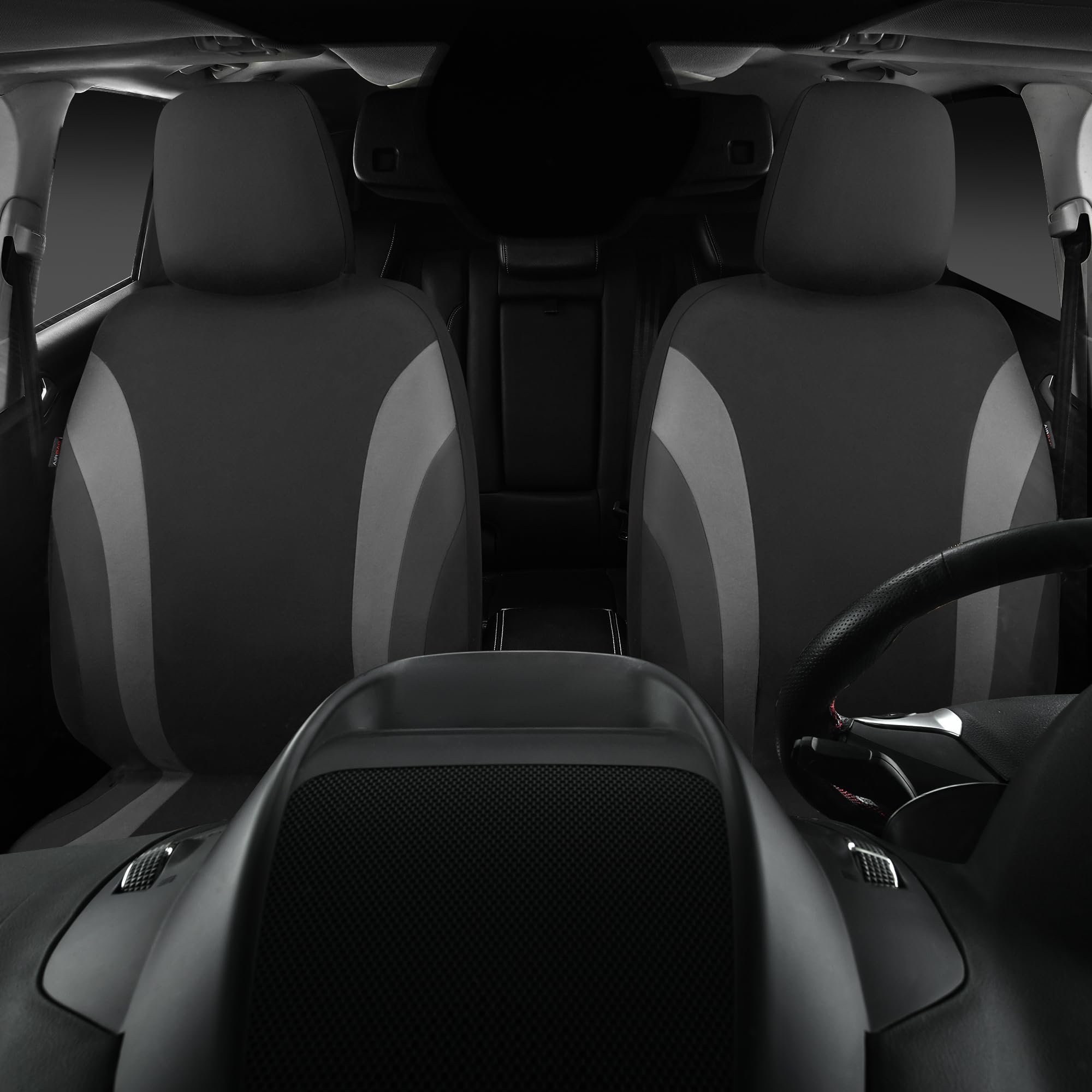 Car Pass Line Rider Sporty Front Seat Covers,Gray Car Seat Covers Two Front Seats Only, Airbag Compatible,Universal Fit Sedans,C