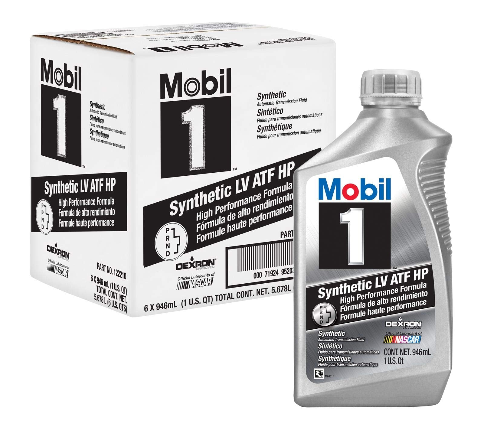 Mobil 1 Full Synthetic LV Automatic Transmission Fluid HP, 6-Pack, 6 Quarts, Grey, Model 122210