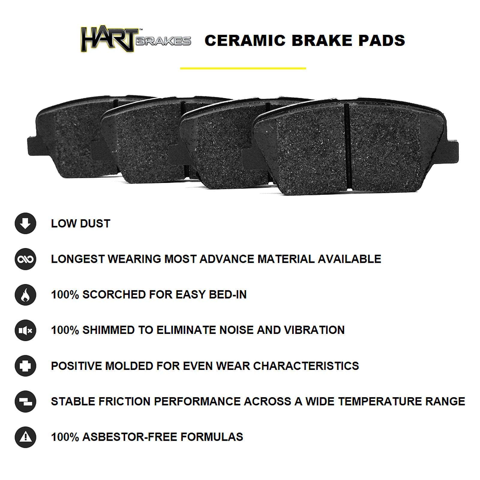 Hart Brakes Front Brakes And Rotors Kit |Front Brake Pads| Brake Rotors And Pads| Ceramic Brake Pads And Rotors |Fits 2009-2021