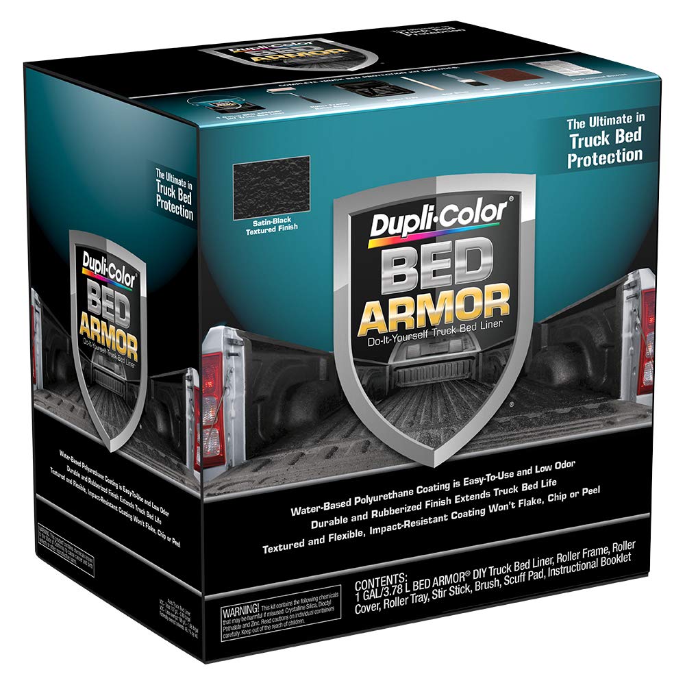 Dupli-Color BAK2010 Bed Armor DIY Truck Bed Liner with Bed Armor Kit - Black - 7 Piece Set