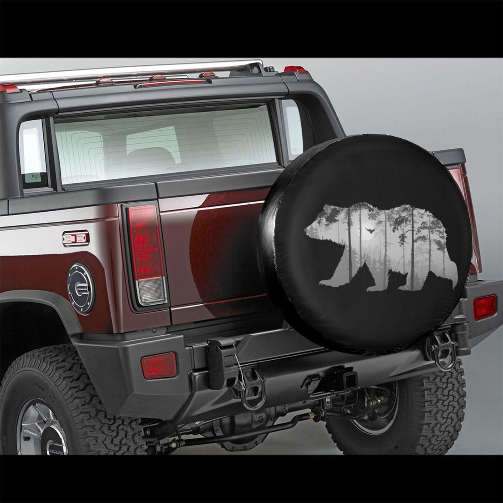 Bear Forest Mist Landscape Spare Tire Cover Camper Tire Wheel Covers Weatherproof Wheel Tire Protector Waterproof Dust-Proof Tyr