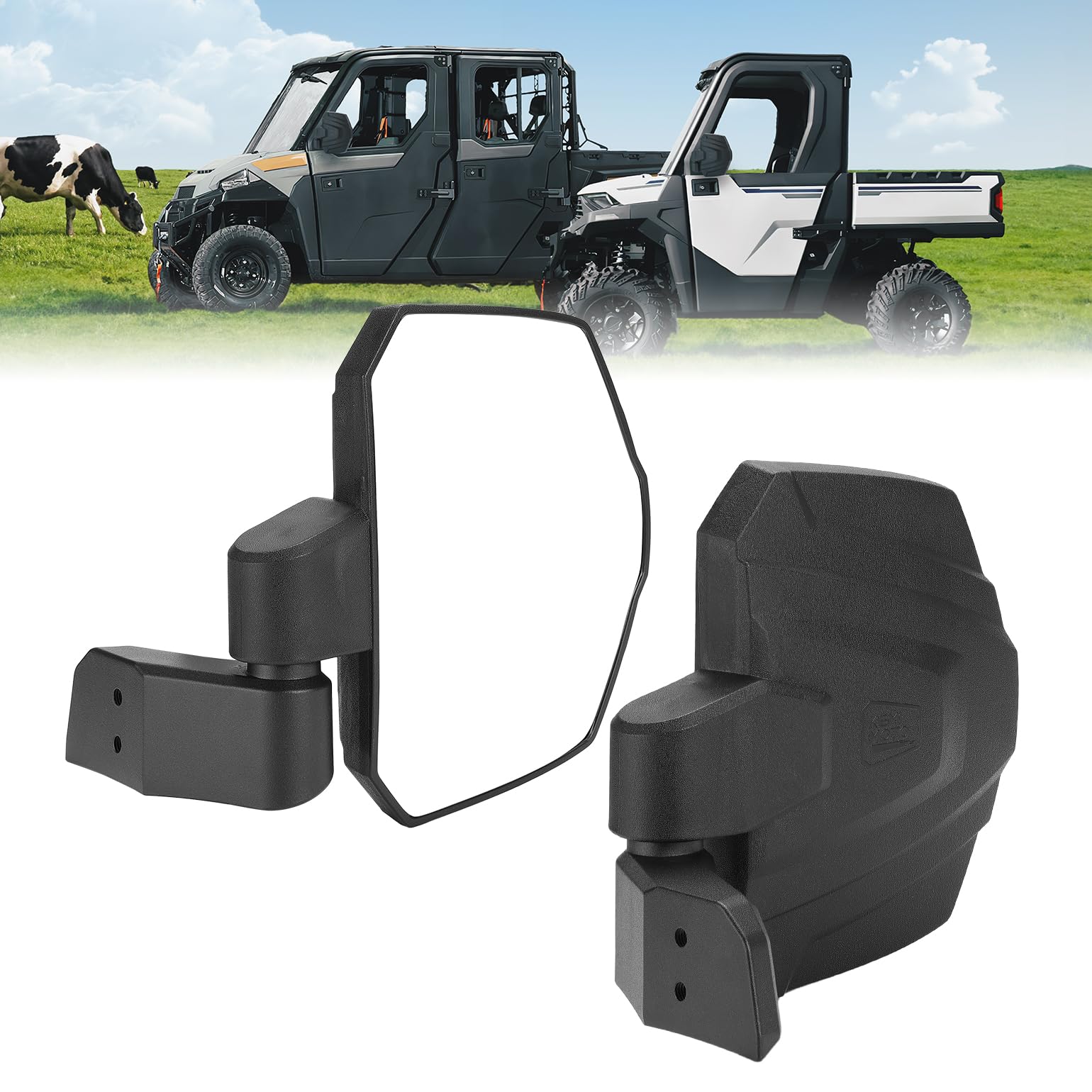 Kemimoto Upgraded Door Mounted Side Mirrors, Large Size Door Mirrors Compatible With Polaris Ranger 1000 570 Northstar Xp Sp, Co