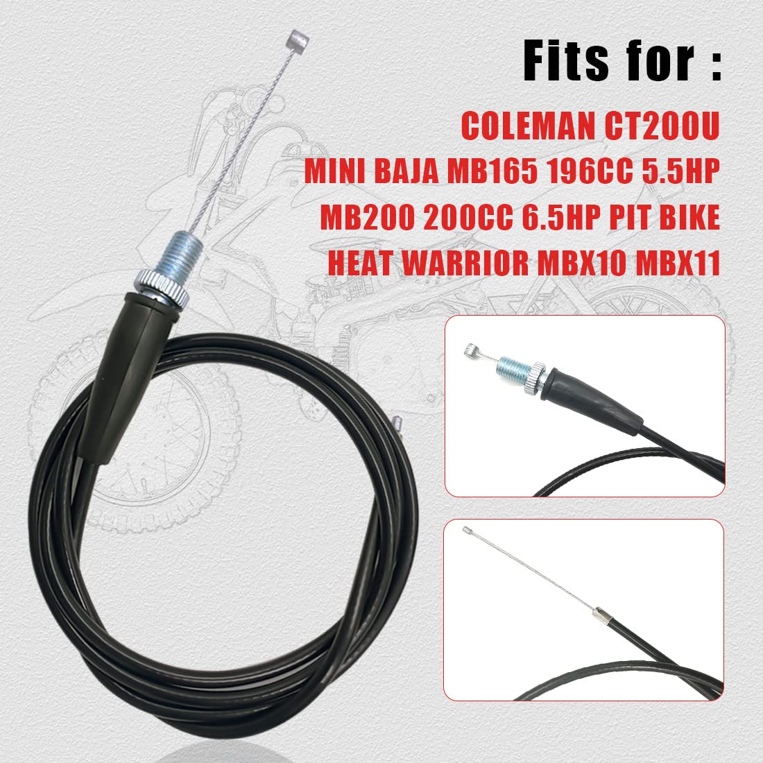 46' Throttle Cable For Honda Crf50 Xr50 Z50 Z50R Xr70 Crf70 Xr80 Crf80 Xr100 Crf100 50Cc 70Cc 90Cc 110Cc 125Cc 140Cc 4-Stroke Engine Atv Chinese Dirt Bike Pit Bike Trail