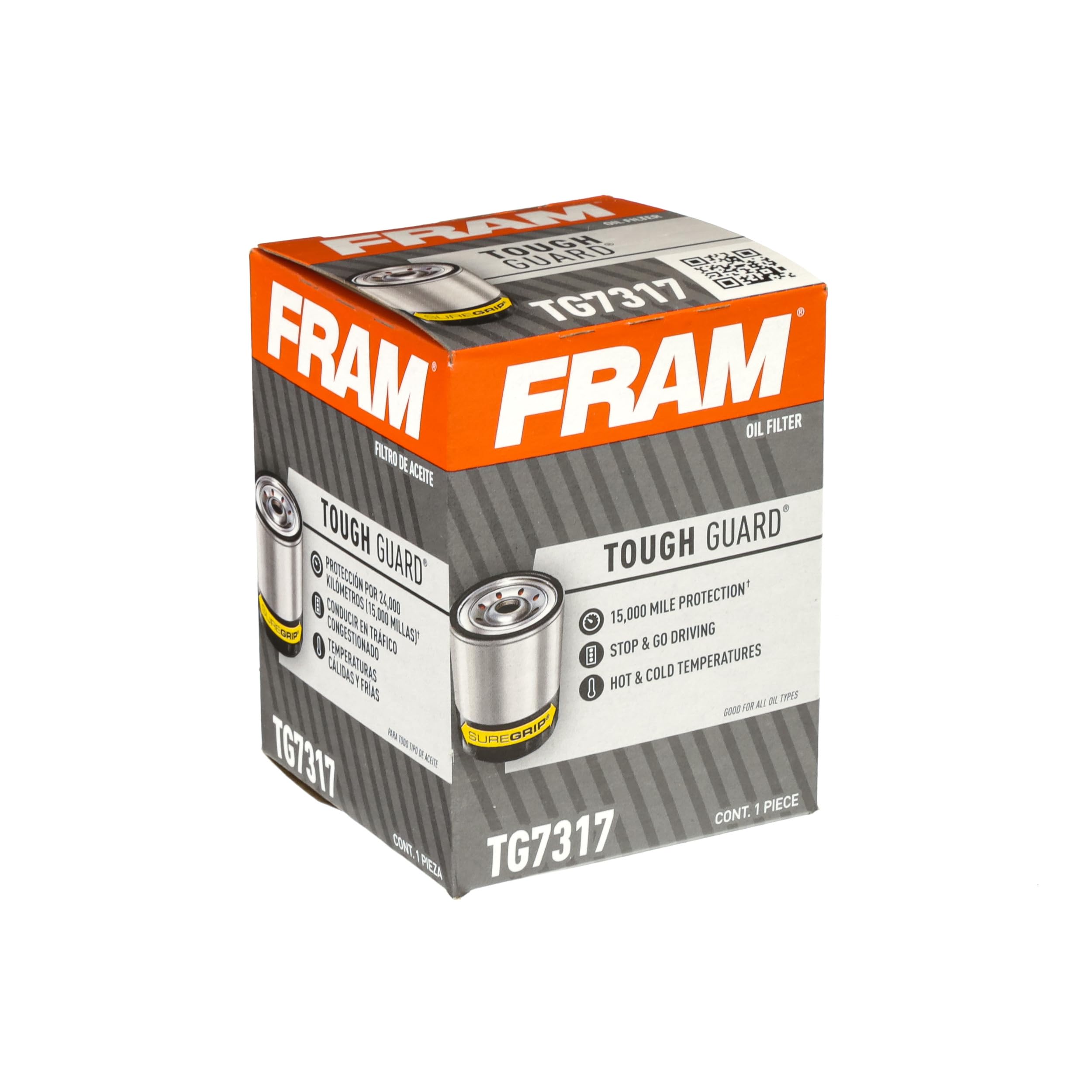 Fram Tough Guard Replacement Oil Filter Tg8765, Designed For Interval Full-Flow Changes Lasting Up To 15K Miles