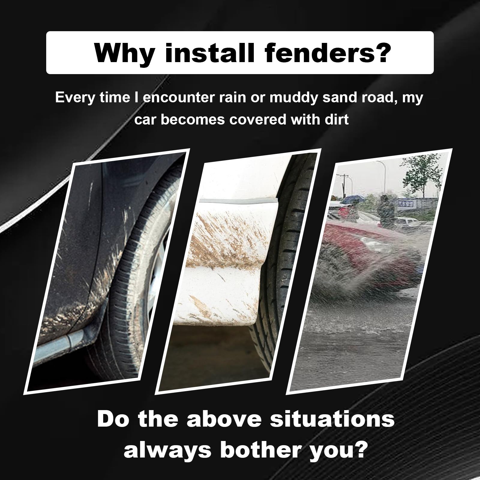 4 pcs Car Mud Flaps Universal Rubber Mudguard - Soft Material Automotive Fender - Splash Guards Rubber mud Guard Universal Picku