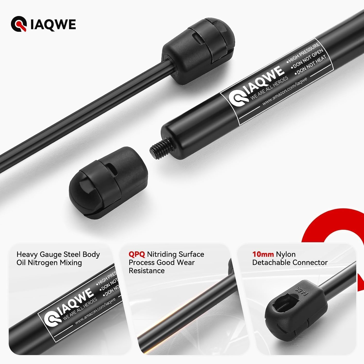 17' 120Lbs/534 N Gas Struts Shock For Leer Are Camper Shell Truck Topper Tonneau Cover Rv Bed Lift Custom Window Floor Hatch Lid Basement Door, 2 Pcs By Iaqwe