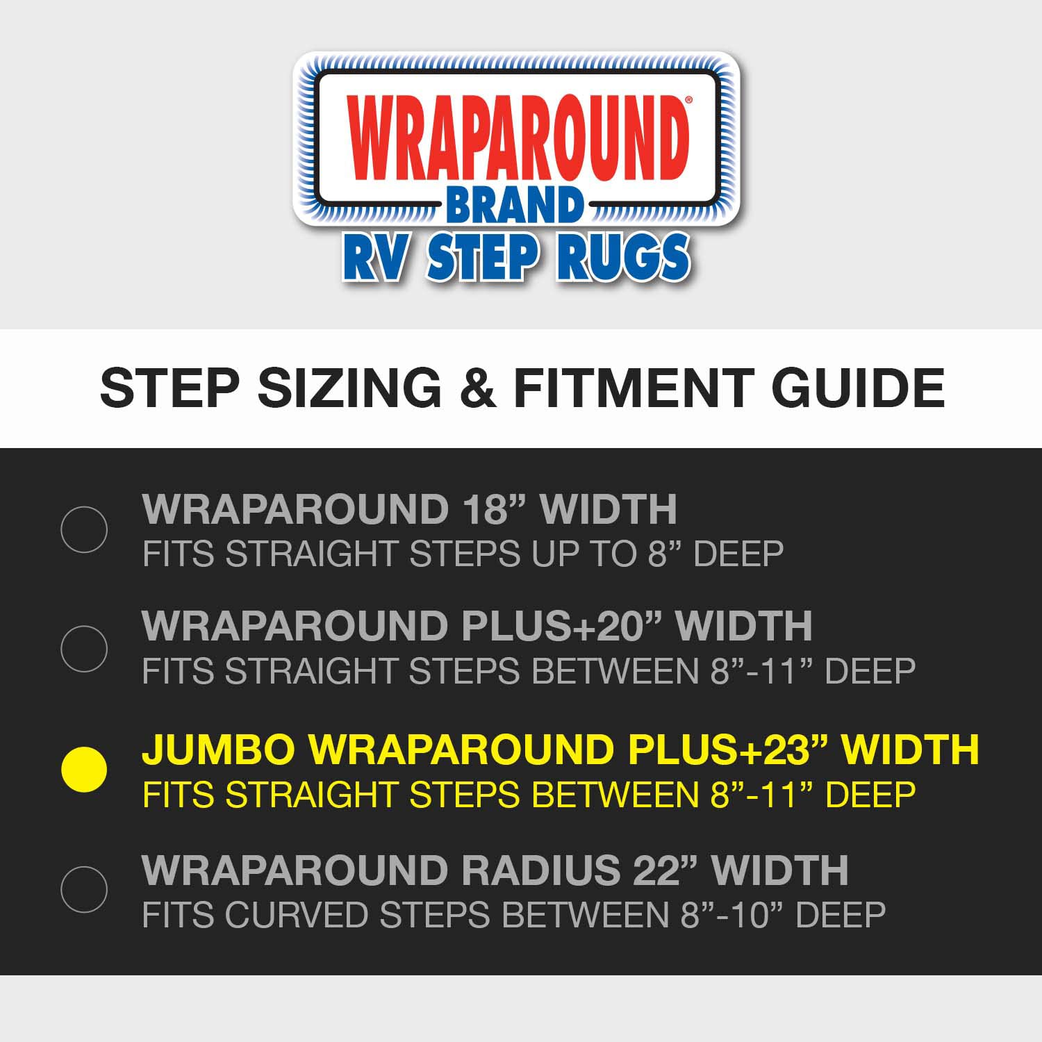 Prest-O-Fit 2-1053 Jumbo Wraparound + Plus Rv Step Rug Stone Gray 23 In. Wide