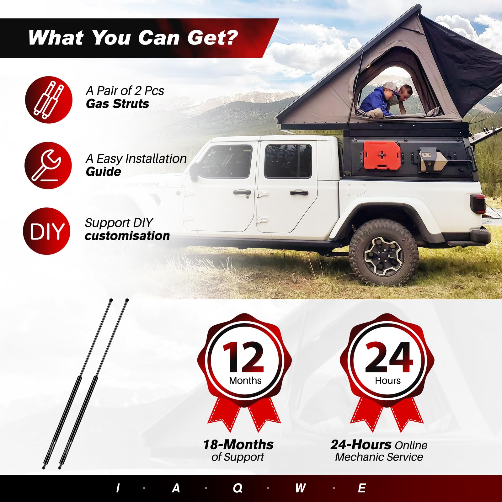 Iaqwe 38 Inch 250Lb/1112N Gas Struts Lift Support For Tonneau Cover Rv Bed Window Heavy Basement Floor Door Duty Lid Truck Bed O