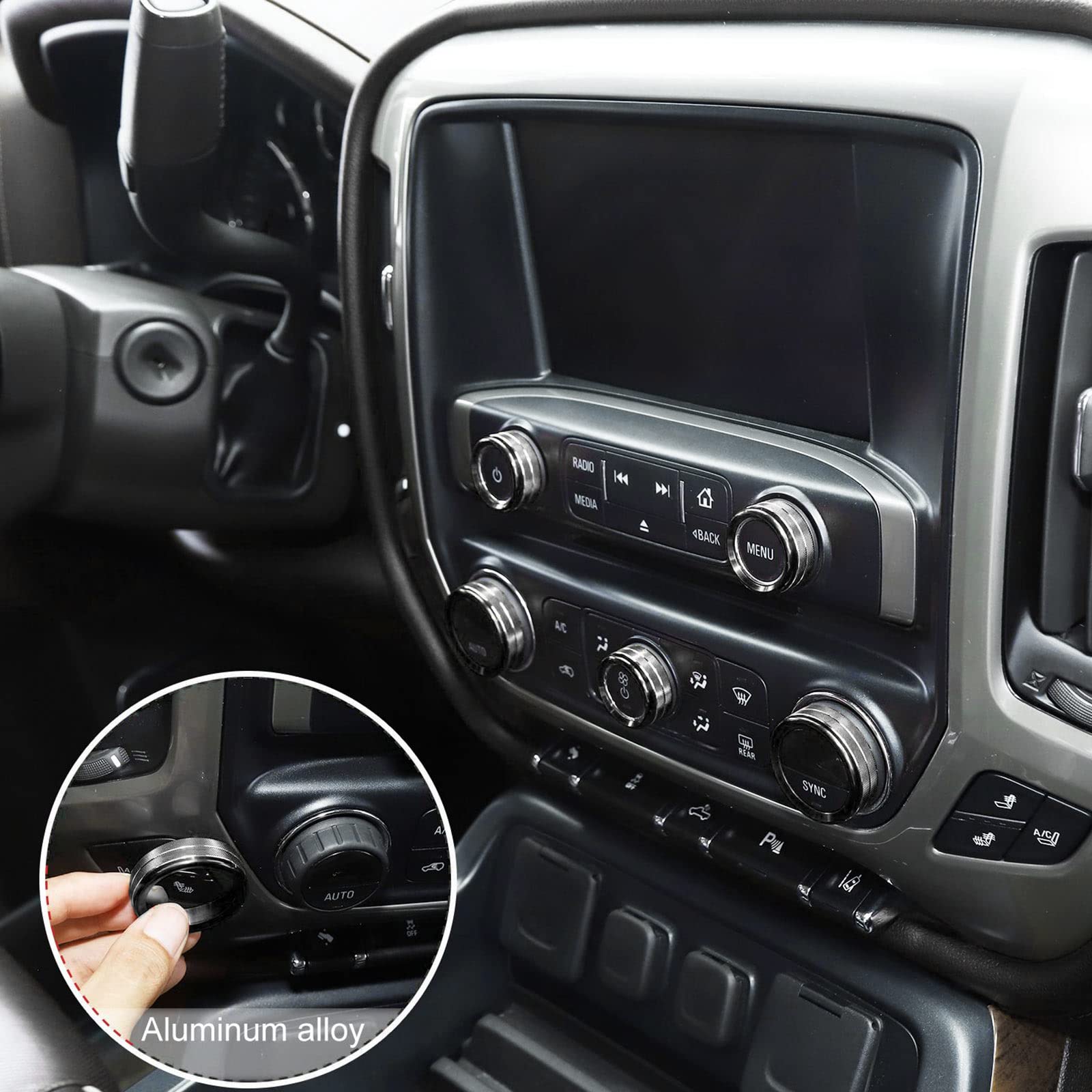 Jecar Center Console Switch Button Trim Air Conditioner Control Knob Cover For Chevy Silverado & Gmc Sierra 2014-2018, Black