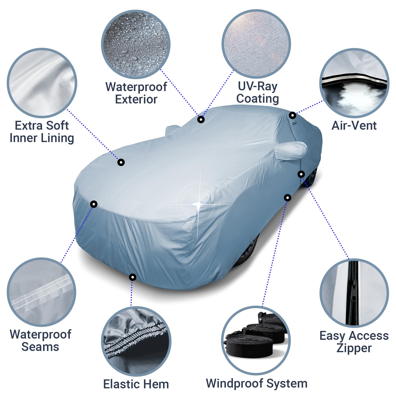 Icarcover Custom Car Cover For 2006-2024 Dodge Charger Sxt, Gt, Hellcat, Scat Pack, R/T, Se, Daytona, Srt, Srt8 Waterproof All-W