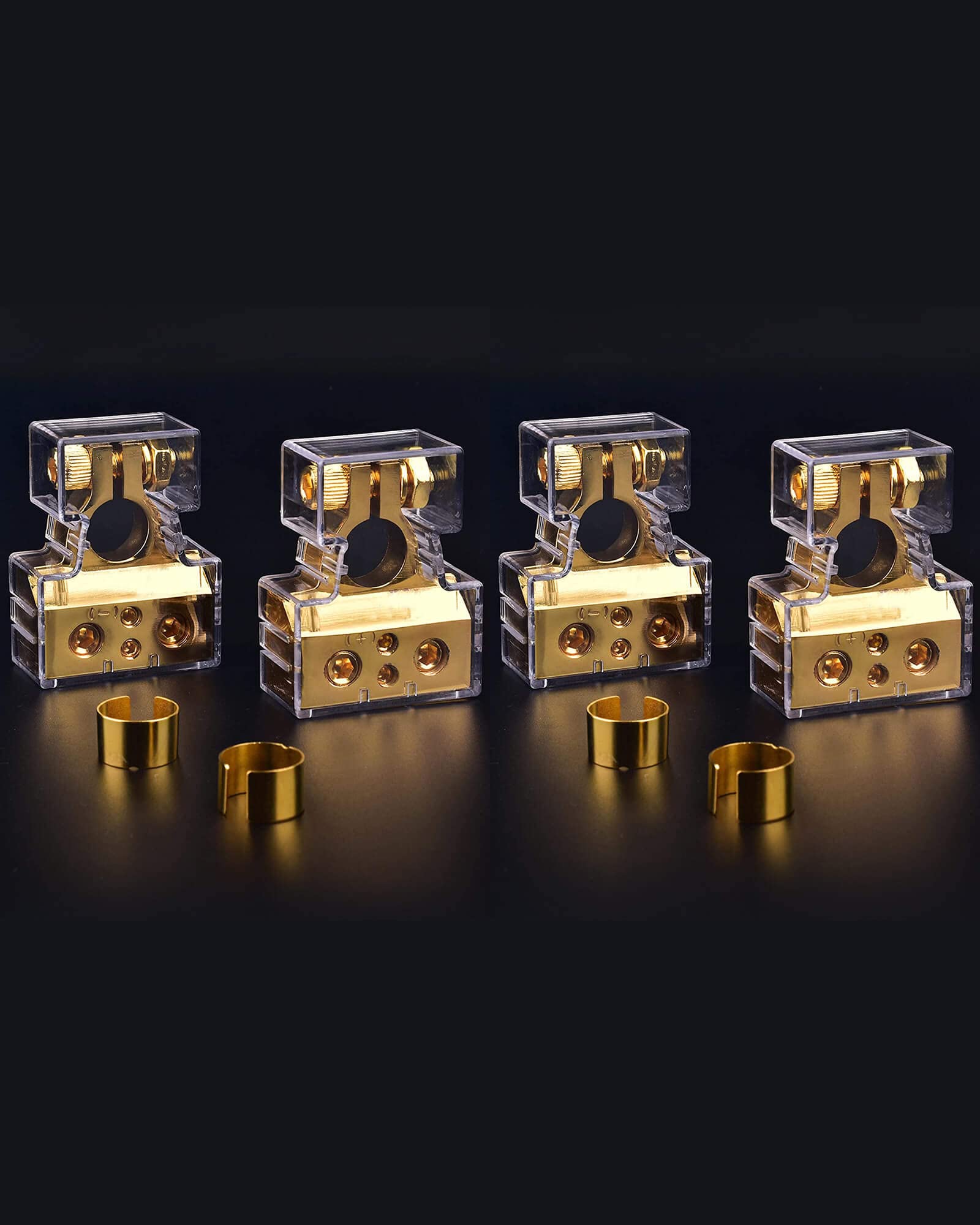 SUNMORN Battery Terminal Connectors - 4 Pieces, 0/2/4/6/8 AWG, Gold, Positive Negative for Car, RV, Truck, Marine, Boat