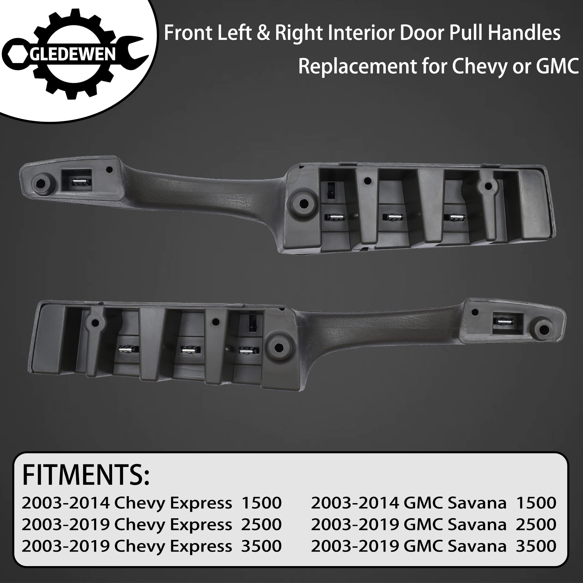 Interior Pull Door Handle, Compatible With 2003-2019 Chevy Express, Gmc Savana 1500 2500 3500, Complete Armrest (Pewter Grey), F