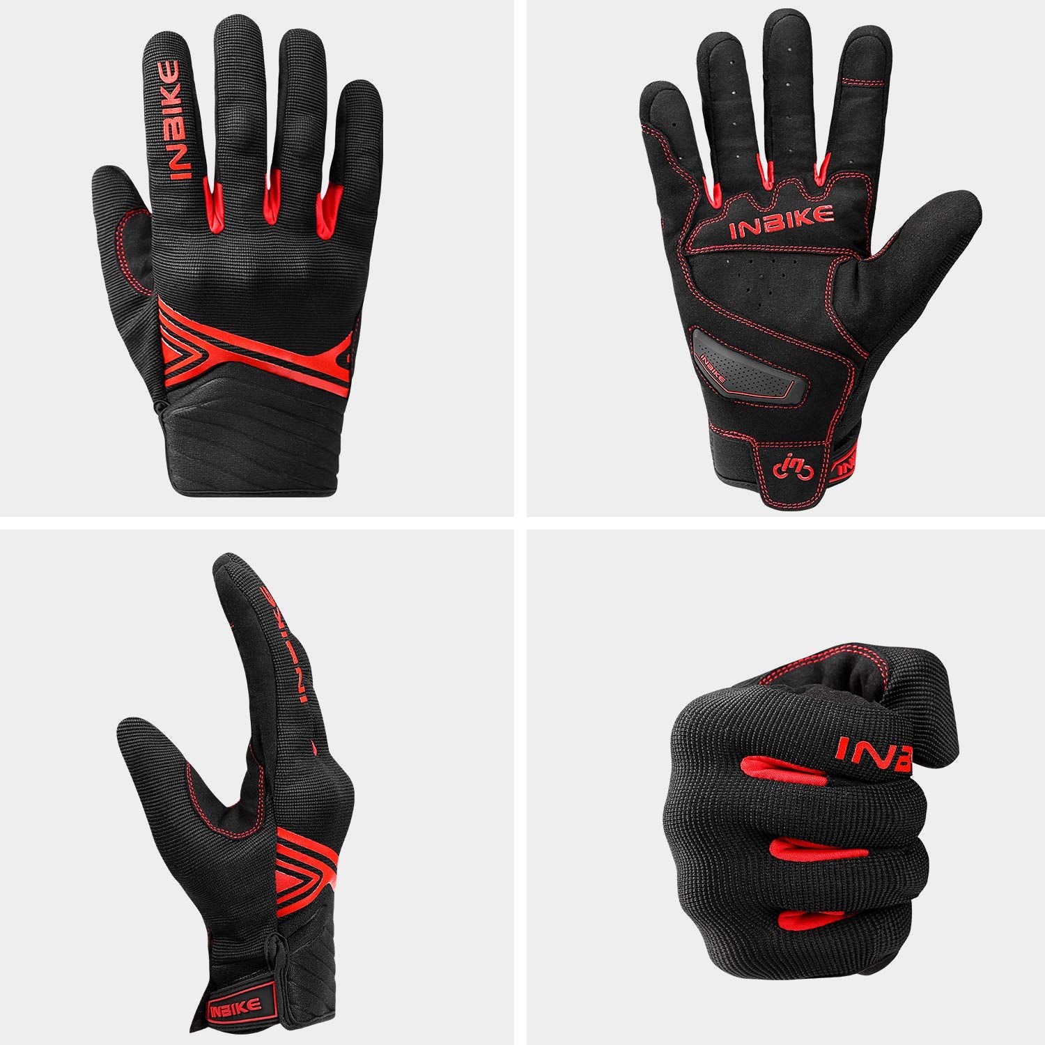 Inbike Breathable Mesh Motorcycle Gloves Touchscreen With Tpr Palm Pad Hard Knuckles Black Red X-Large