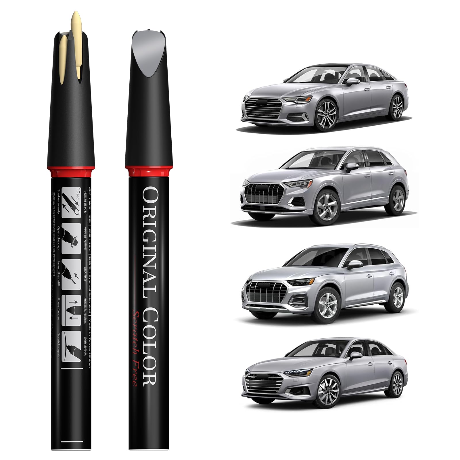 Carhoo LZ7G/L5 Florett Silver Metallic Suitable for Audi Exact Match Touch Up Paint Pen Car Scratch Repair - Genuine Custom Colo