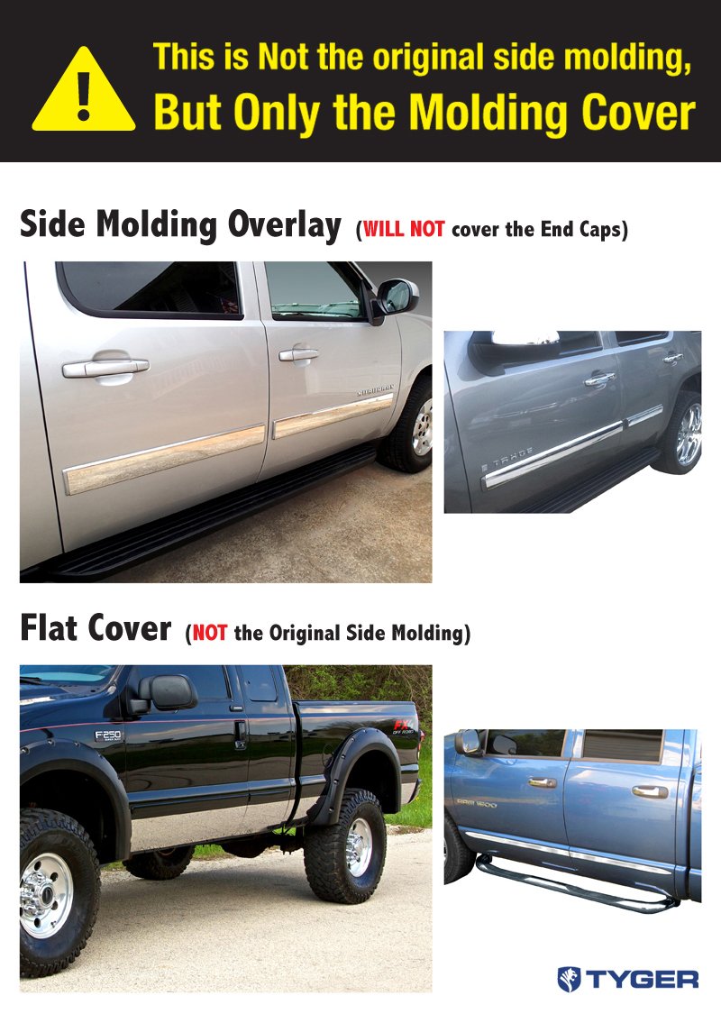 MaxMate Rocker Panel Trim for 1988-1998 Chevy/GMC C/K Pickup, Stainless Steel, 6.25", 10PC, White, Model RP-CV175
