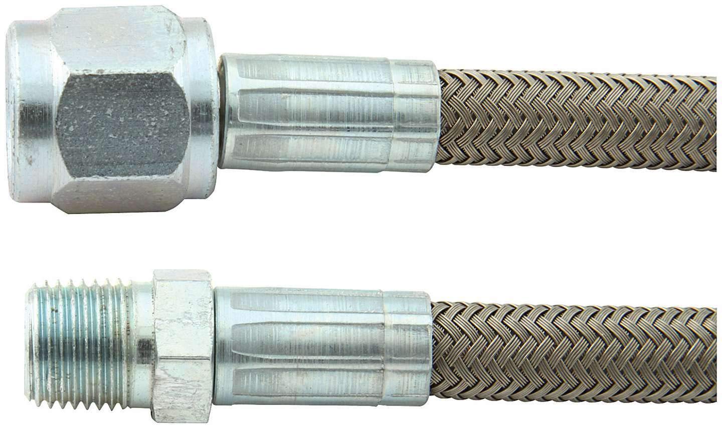 Allstar Performance Brake Hose, 24 in Long, 4 an Hose, 4 an Straight Female to 1/8 in NPT Straight Male, Braided Stainless, PTFE