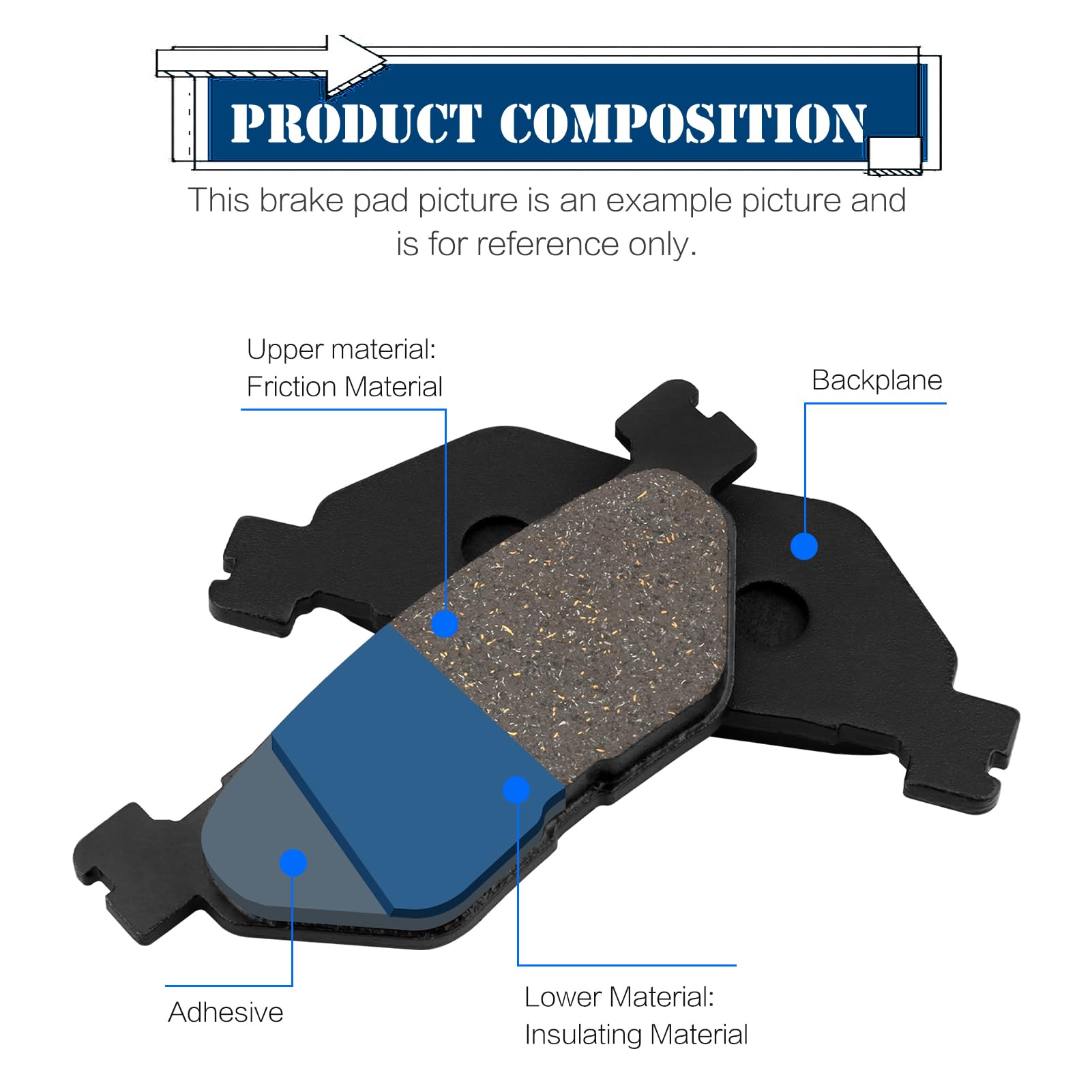 Cyleto 3D8-25806-00-00 Brake Pads for YAMAHA XVS950 V-Star 950 Tour 2009-2014 / XVS950A Midnight Star 2009-2013 / XVS950R XVS 95
