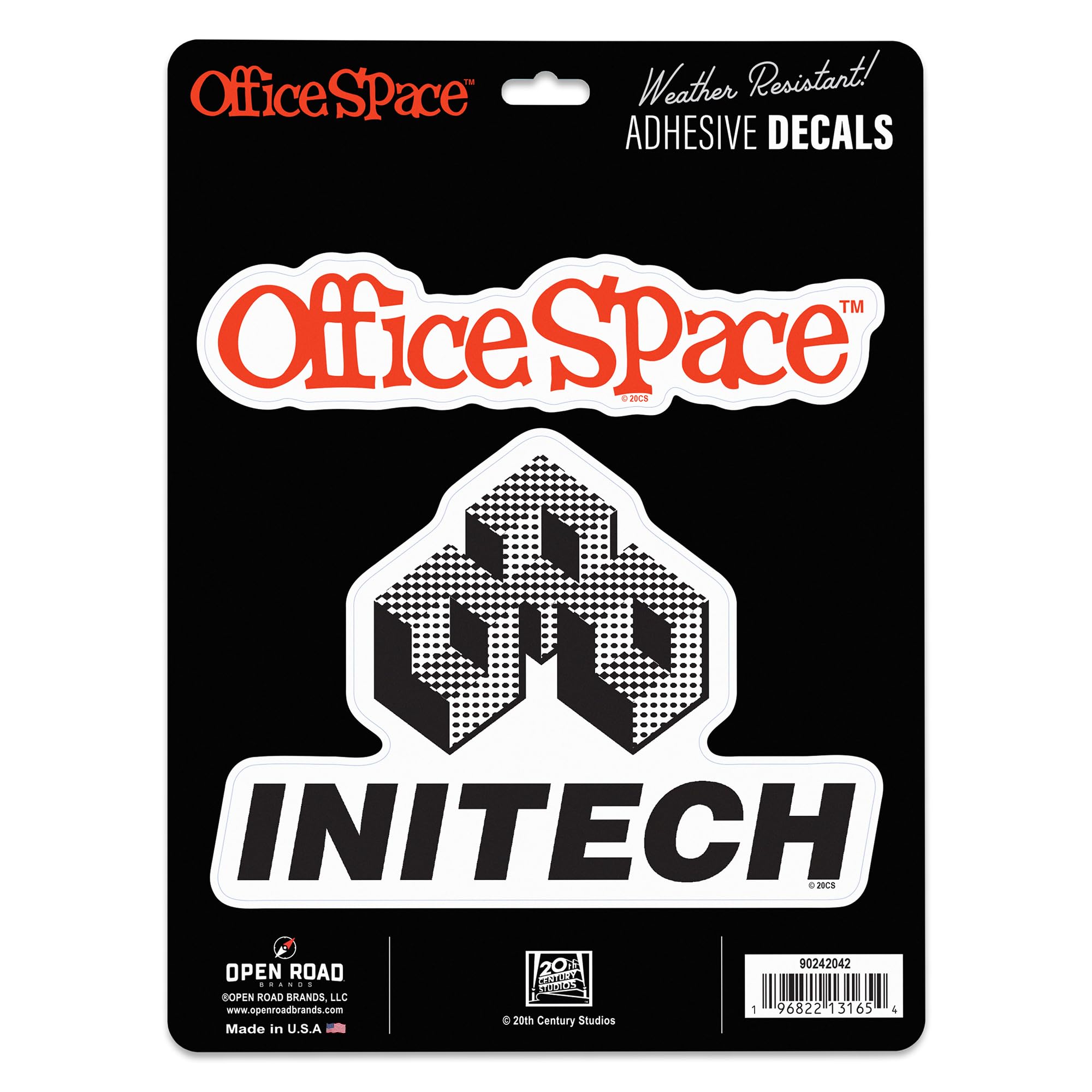 Office Space Initech Adhesive Vinyl Decals - Nostalgic Office Space Stickers for Car or Truck, 1 Pack (2 Count)