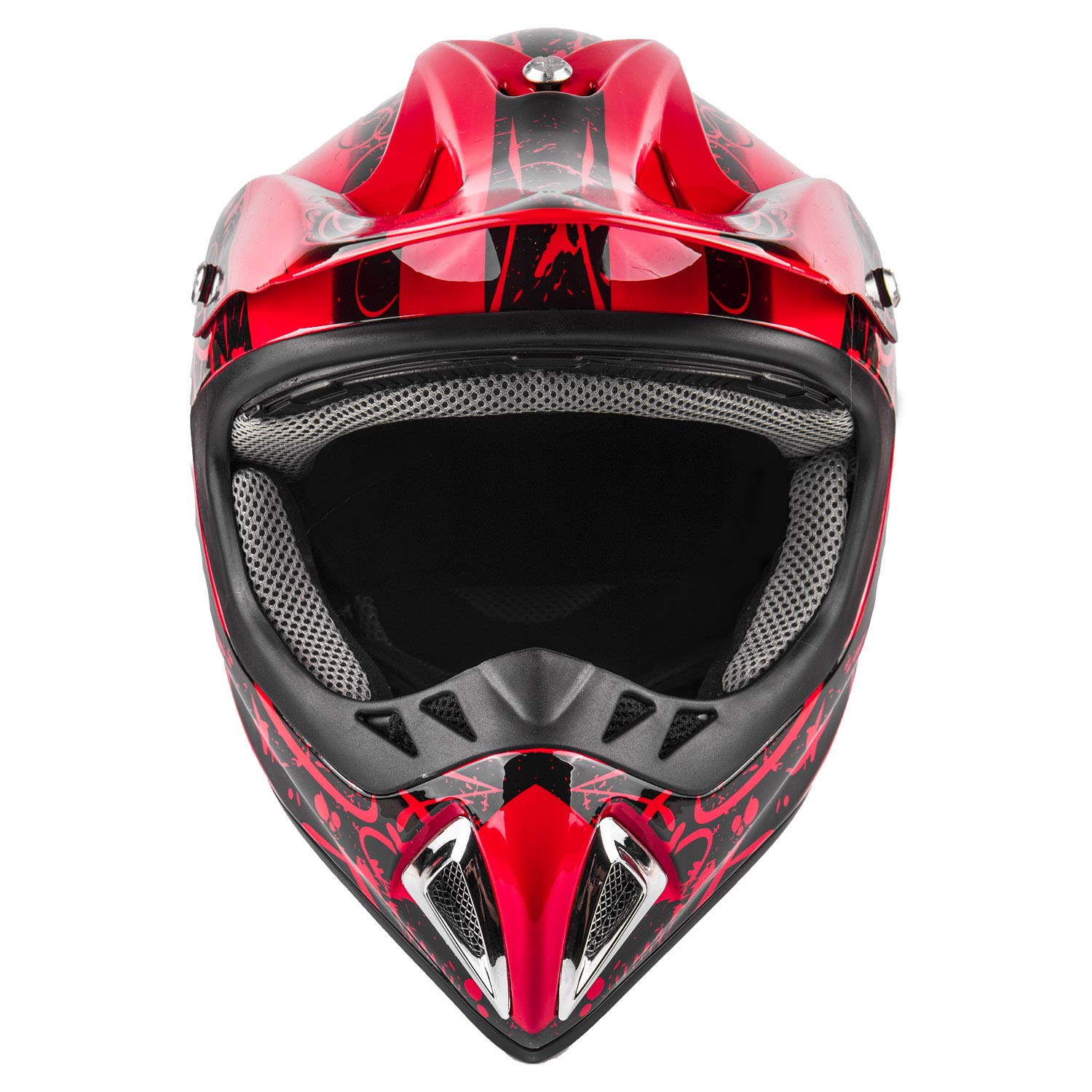Typhoon Adult Atv Mx Helmet Goggles Gloves Gear Combo Red With Red ( Xxl )