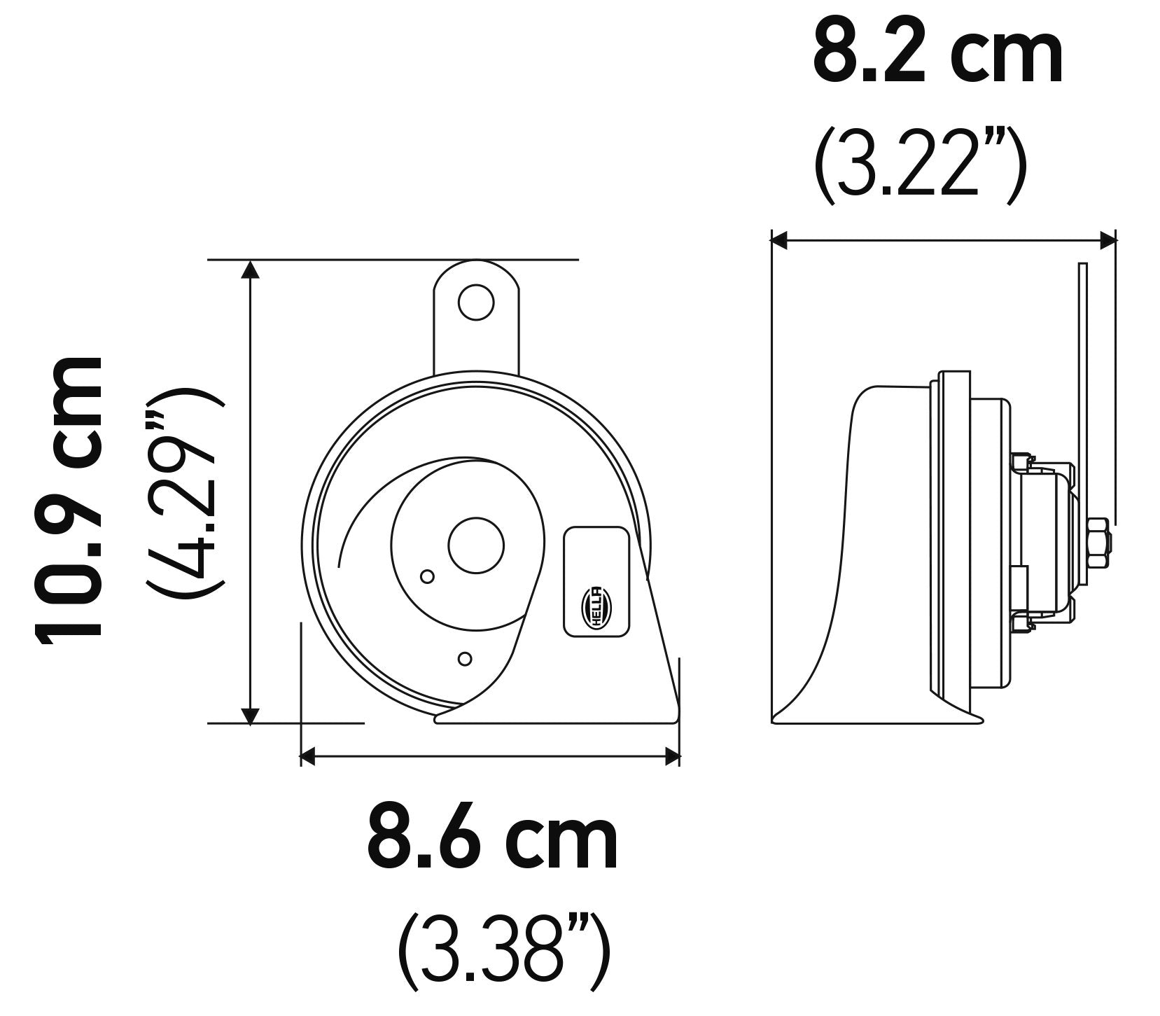 Hella 012010971 Black 12V Trumpet Horn Kit (Universal Fit-Blister Pack)