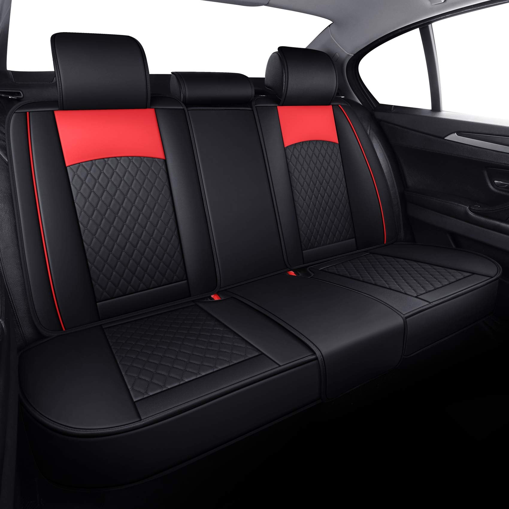 Aierxuan Car Seat Covers Full Set With Waterproof Leather, Seat Cushions Split Bench Universal Fit For Kia Soul Hyundai Accent C