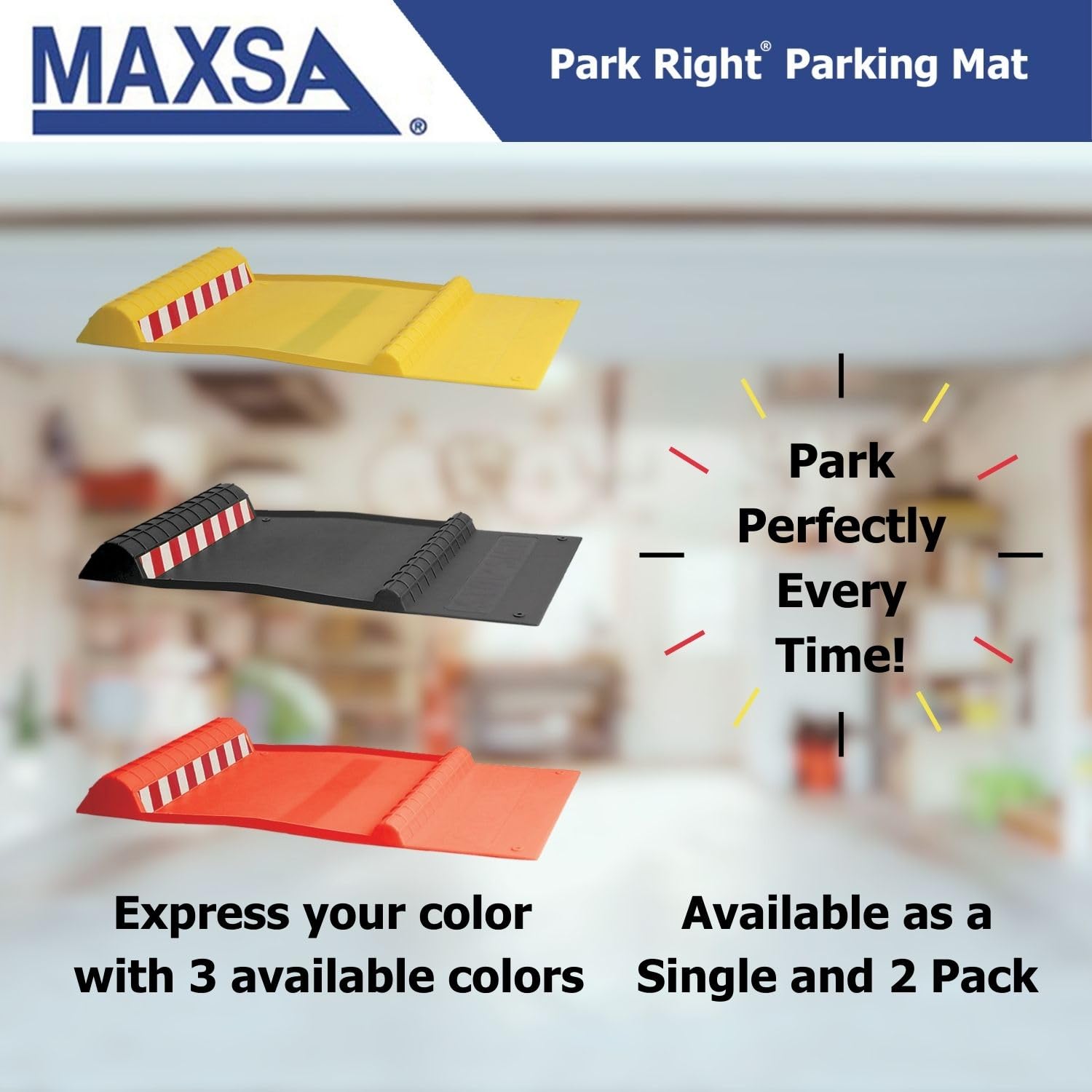 Maxsa 37359-2Pk Park Right 21'' X 11'' X 2'' Parking Mat, Red