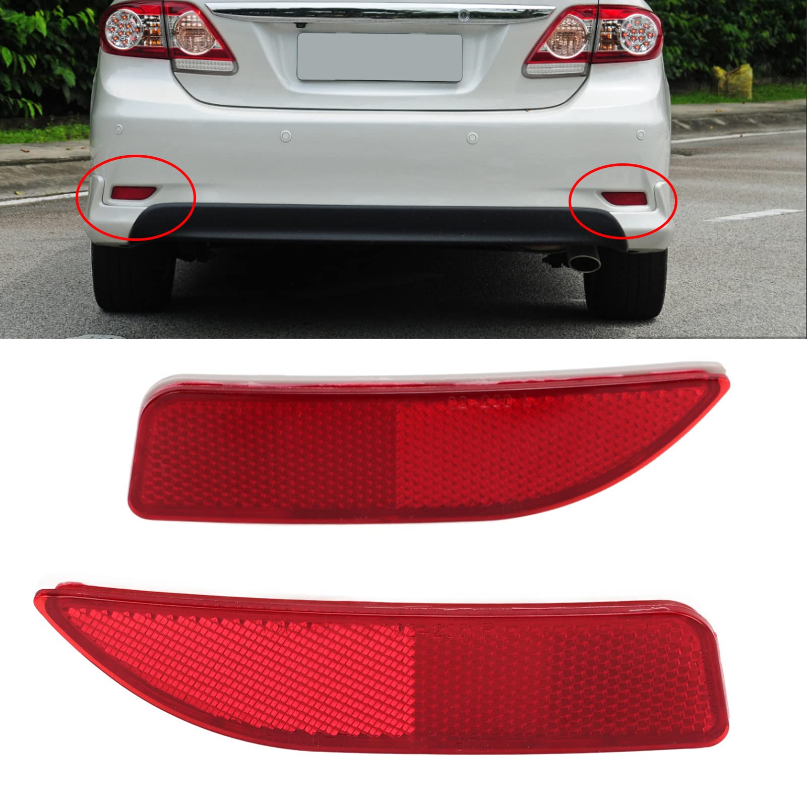 Bumper Reflector Light, 2x Rear Bumper Lamp Reflector Light 8191002130 Rear Left and Right For Corolla 2011 2012 2013