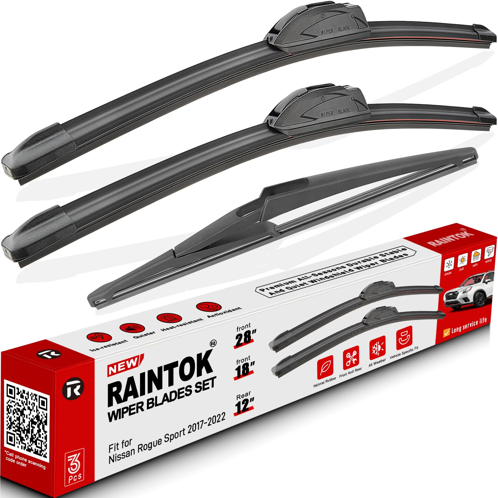 Raintok Windshield Wiper Blades Replacement For Nissan Rogue Sport 2017 2018 2019 2020 2021 2022 Original Factory Quality Front