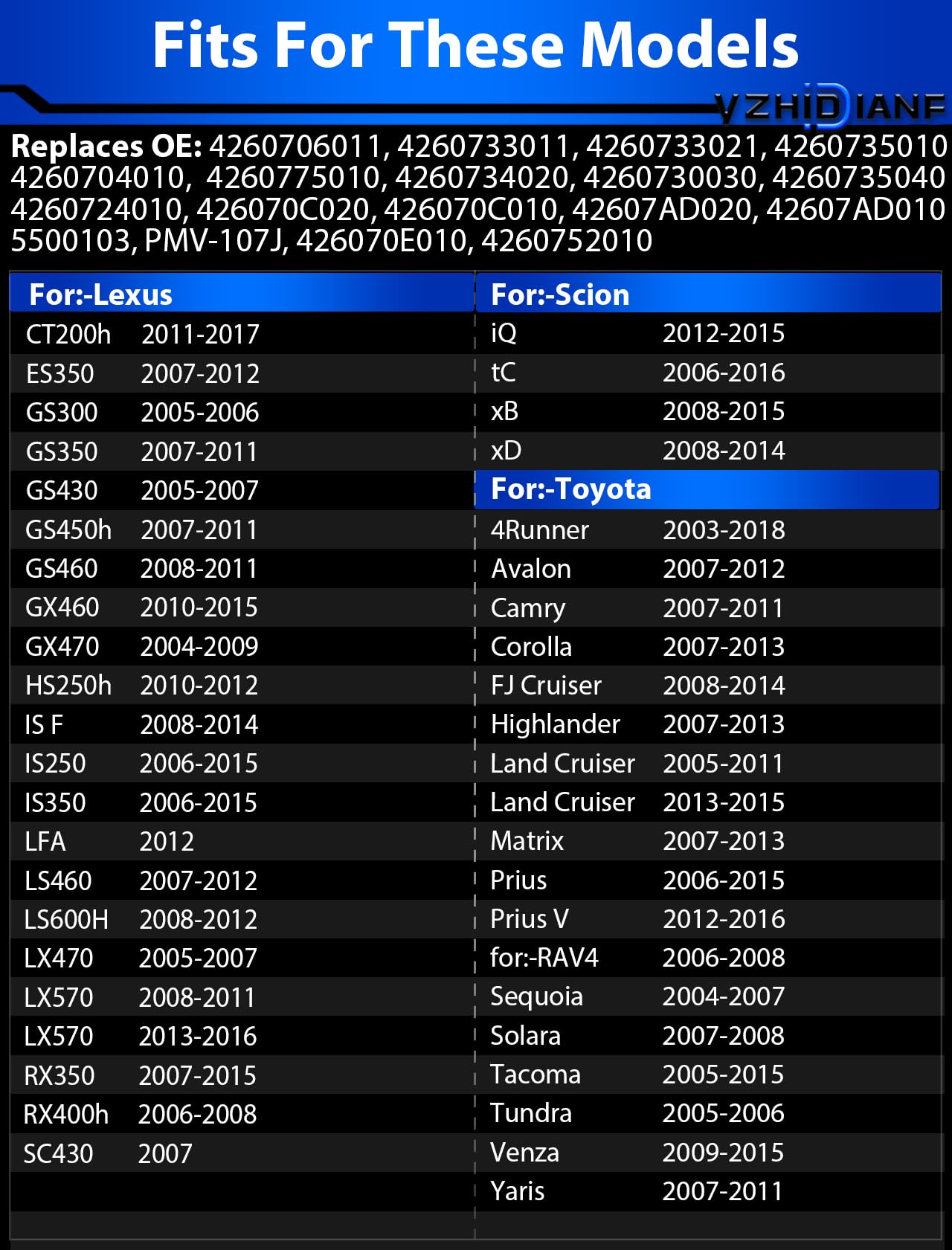 YZHIDIANF Pre-Programed TPMS Sensor for:-Toyota 2005-2015 Tacoma Camry 4Runner for:-RAV4 for:-Lexus IS250 2006-2015 RX350 for:-S